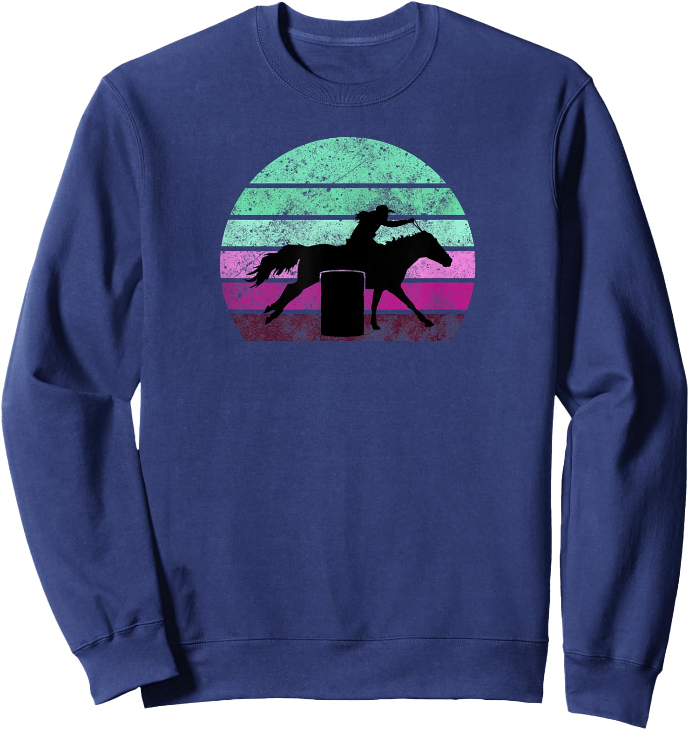 Barrel Racing - Horse Lover - Vintage Sunset - Country Girl Sweatshirt - Sweatshirt | Navy