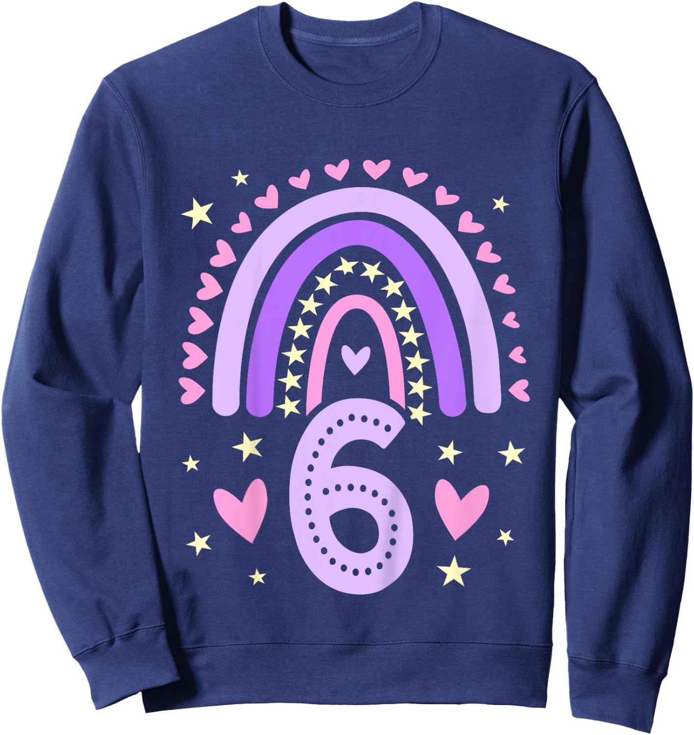 6th Birthday Rainbow Butterfly 6 Years Old Six 6 Birthday Sweatshirt - Sweatshirt | Navy