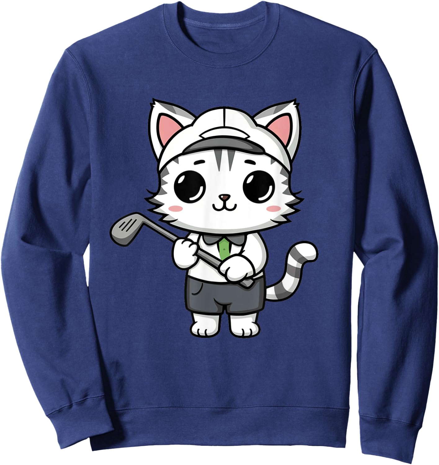 Golfing Funny Cat Golf Women Girls Golf Kawaii Sweatshirt - Sweatshirt | Navy