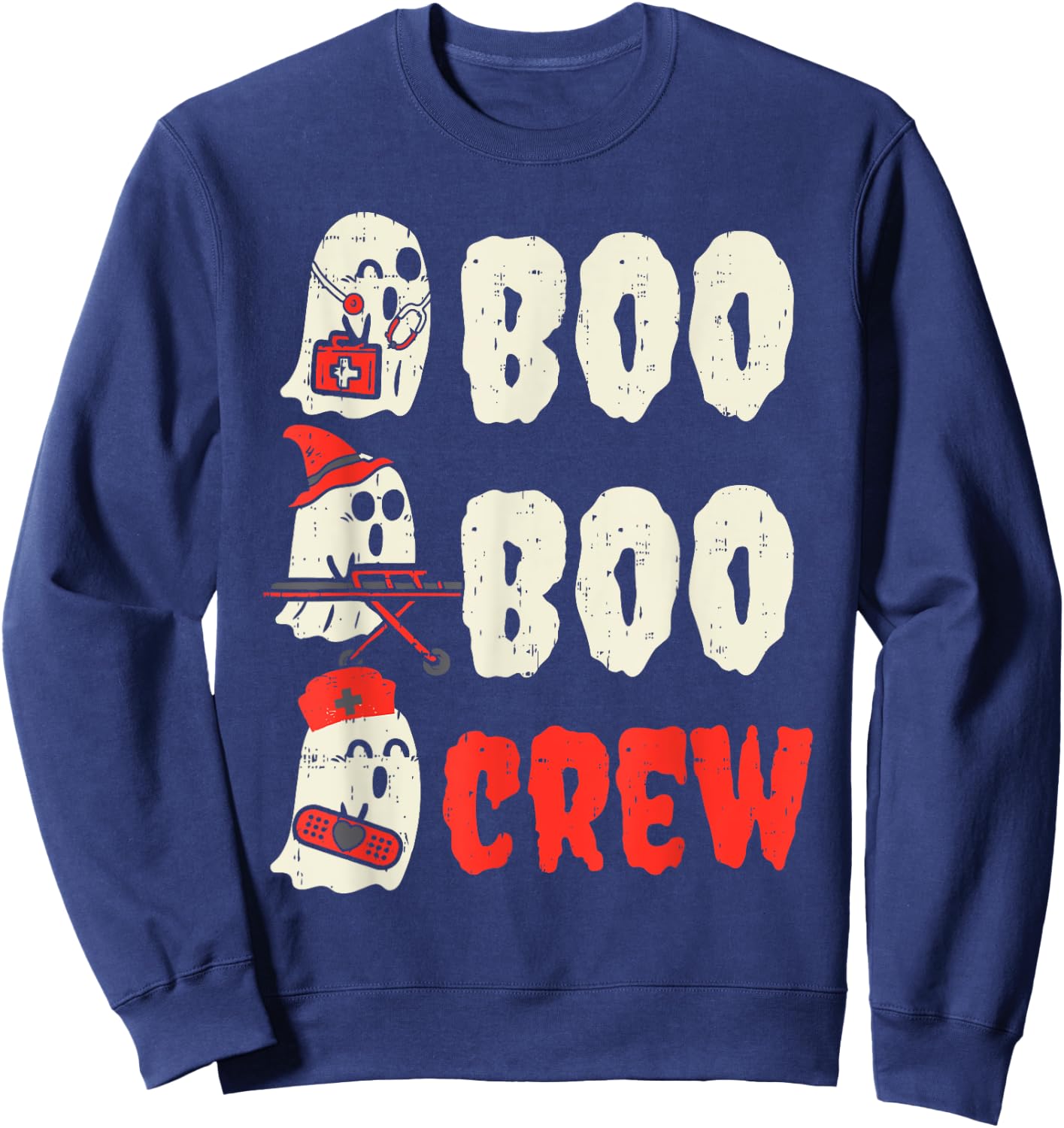 Boo Boo Crew Funny Ghost Nurse Halloween Costume Women Sweatshirt - Sweatshirt | Navy
