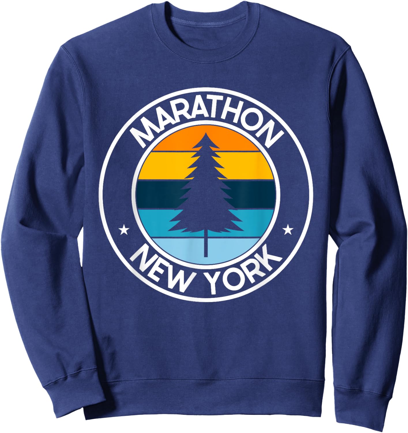 Marathon New York NY USA City Pride Retro Sunset Sweatshirt - Sweatshirt | Navy