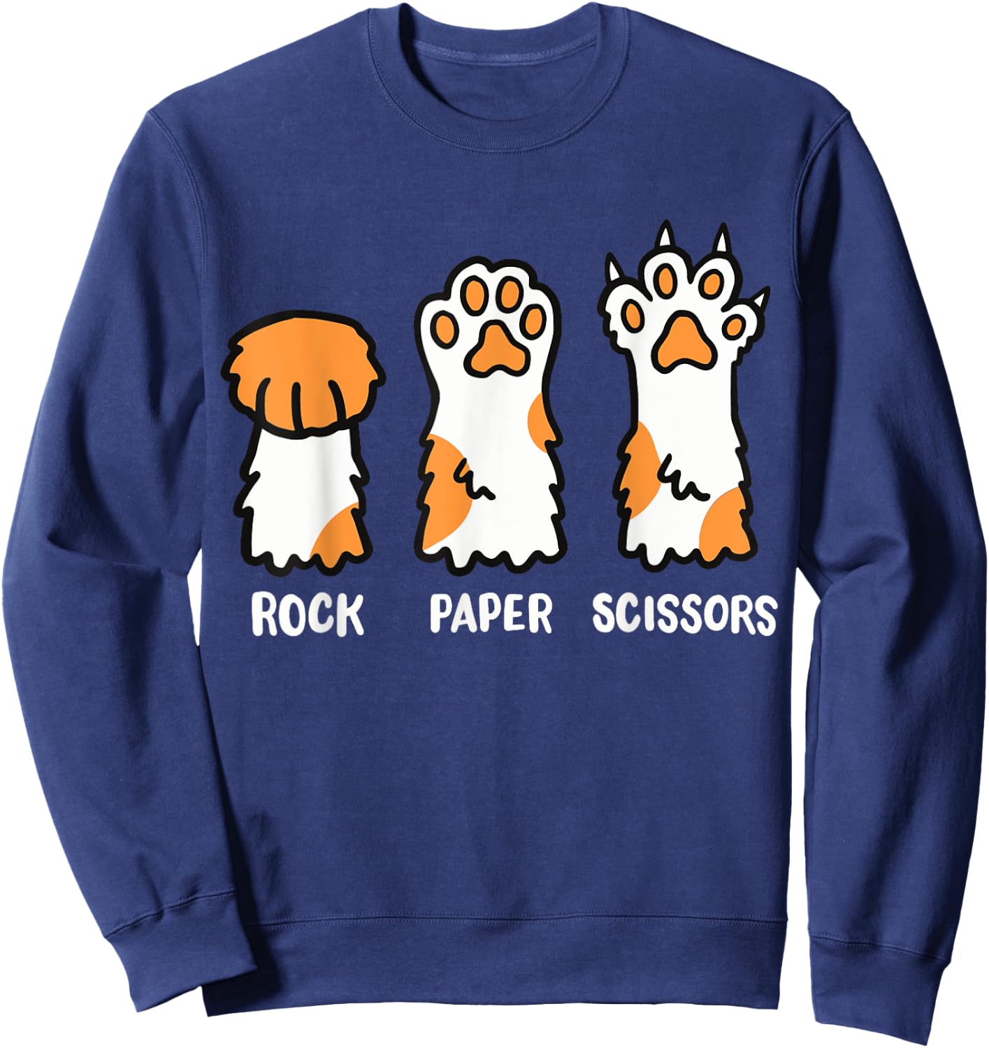 Cat Cats Cat Lover Cat Owner Rock Paper Scissors Funny Sweatshirt - Sweatshirt | Navy