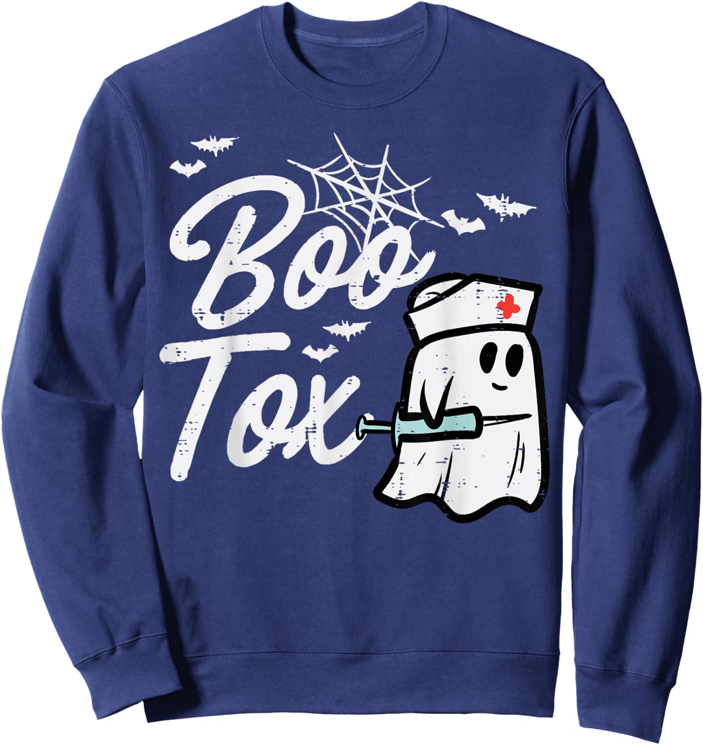 Halloween Nurse Boo Tox Botox Funny Costume Scrub Top Women Sweatshirt - Sweatshirt | Navy