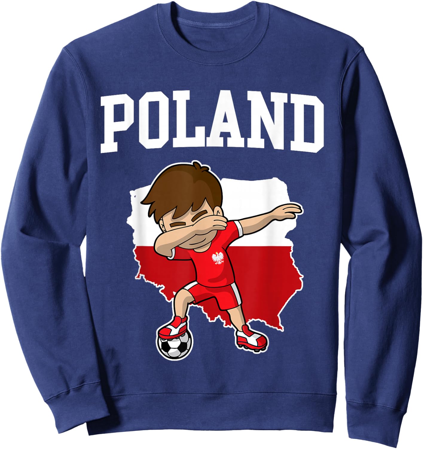 Poland Soccer Dabbing Football Polska Polish Kids Sweatshirt - Sweatshirt | Navy