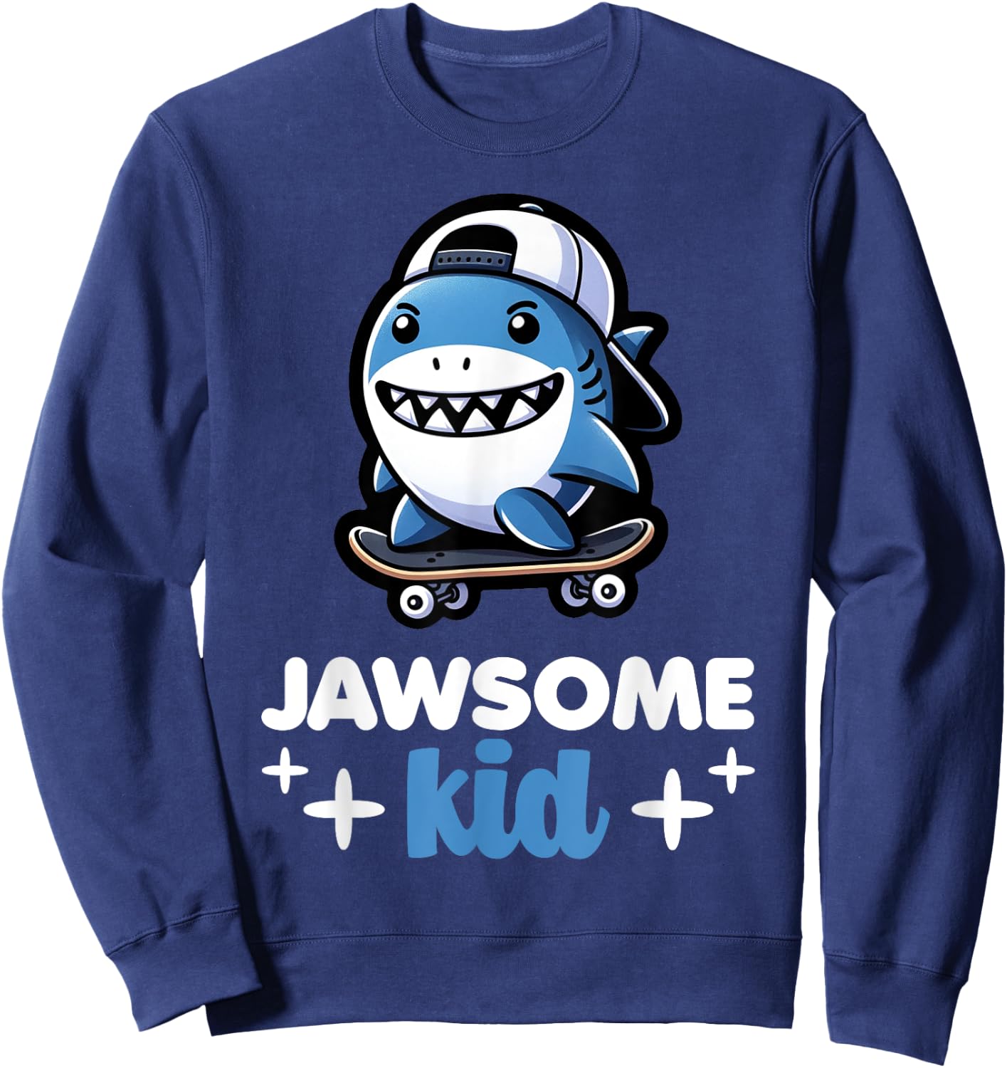 Cool Shark Jawsome Kid Beach Funny Shark Sweatshirt - Sweatshirt | Navy