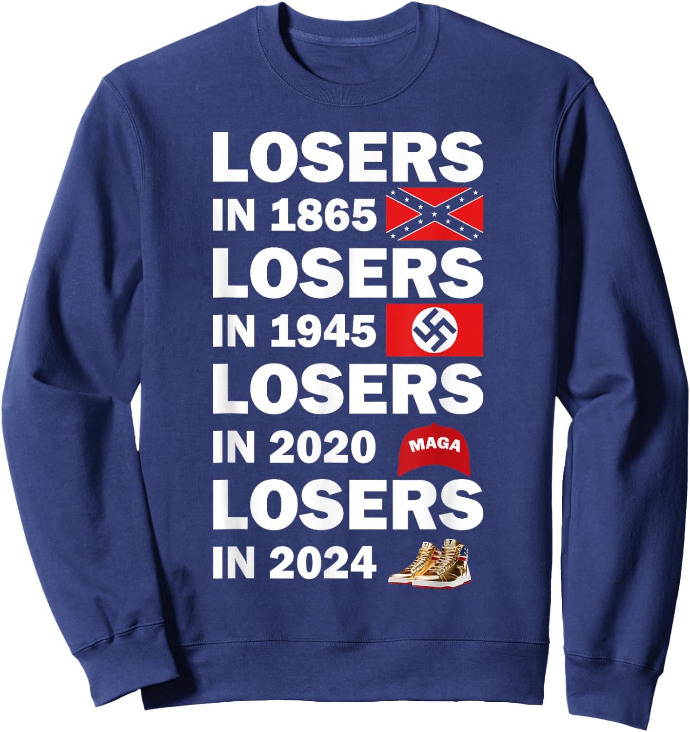 Funny Losers In 2024 Shirt, Small, Black Sweatshirt - Sweatshirt | Navy