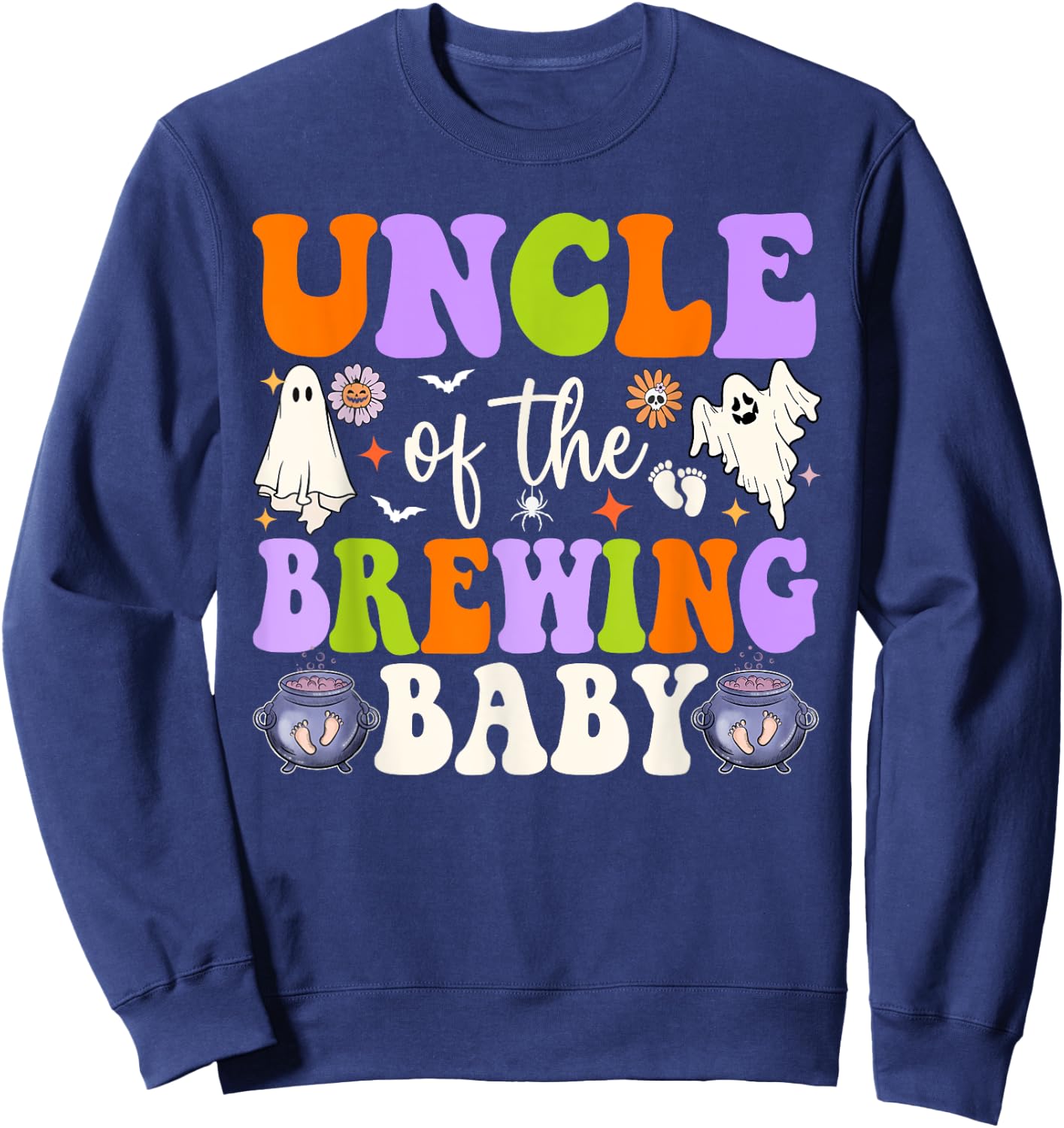 Uncle of the Brewing Baby Halloween Theme Baby Shower Spooky Sweatshirt - Sweatshirt | Navy