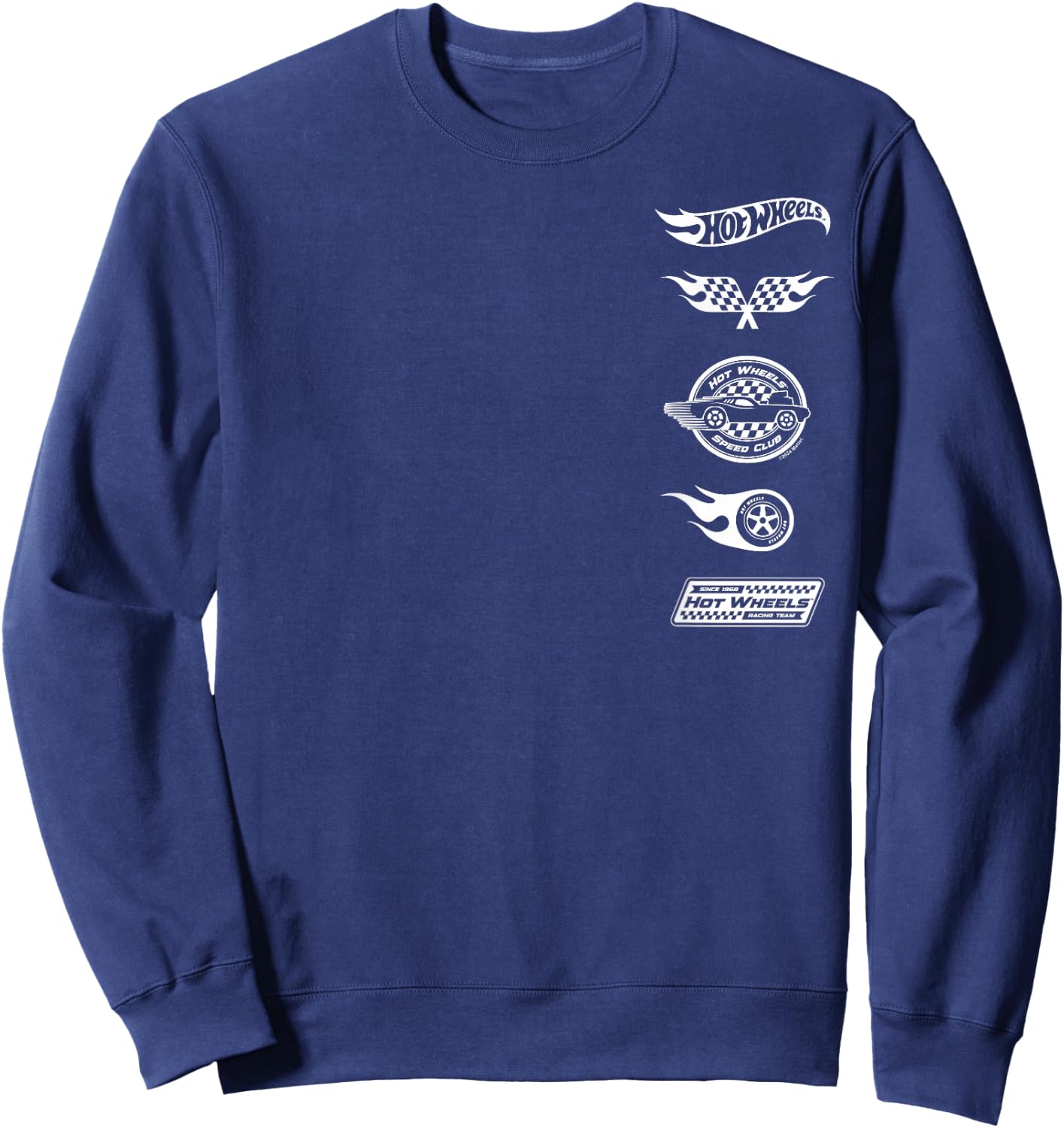 Hot Wheels - White Stacked Icon Logos Speed Club Racing Team Sweatshirt - Sweatshirt | Navy