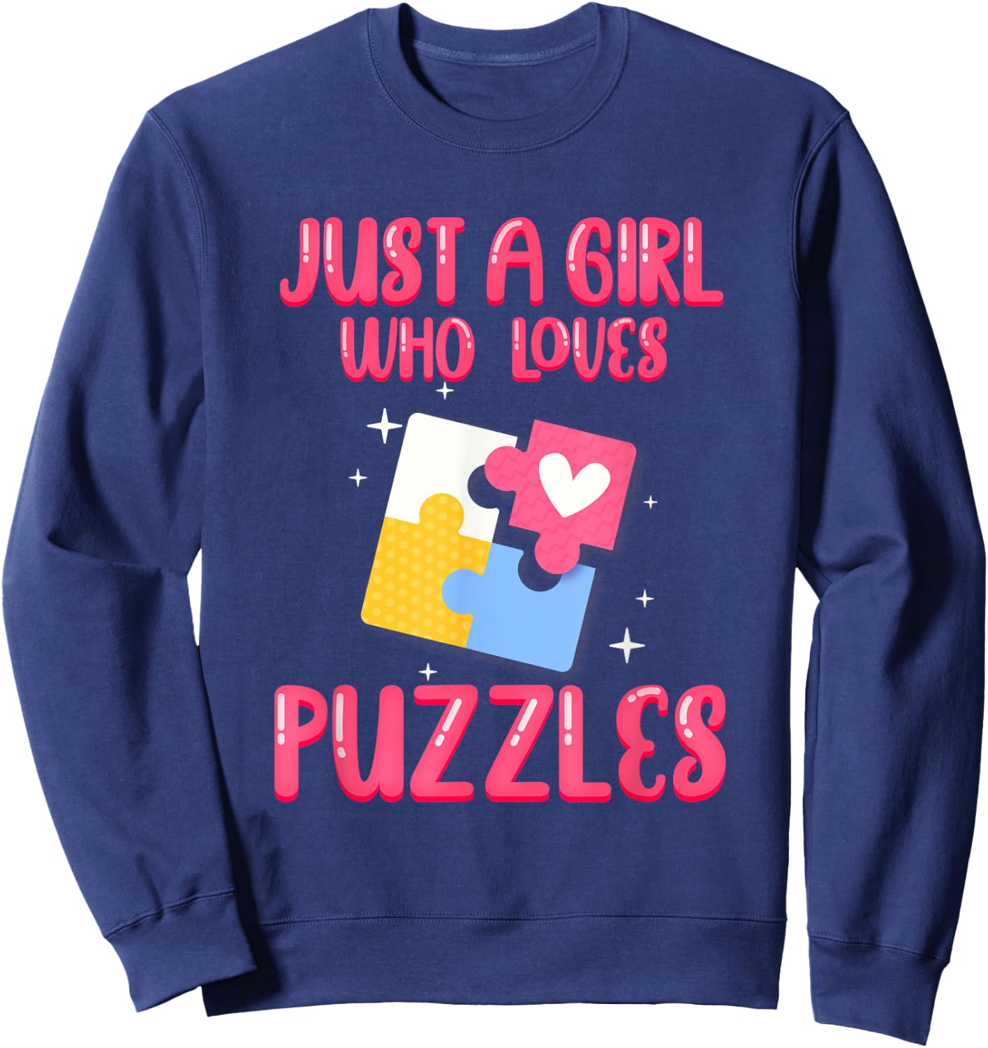 a Girl Who Loves Jigsaw Puzzle Puzzleologist Sweatshirt - Sweatshirt | Navy
