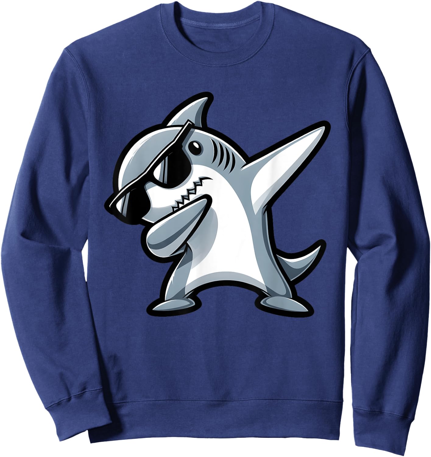 Cool Dabbing Shark Boys Kids Beaches Summer Vacation Party Sweatshirt - Sweatshirt | Navy