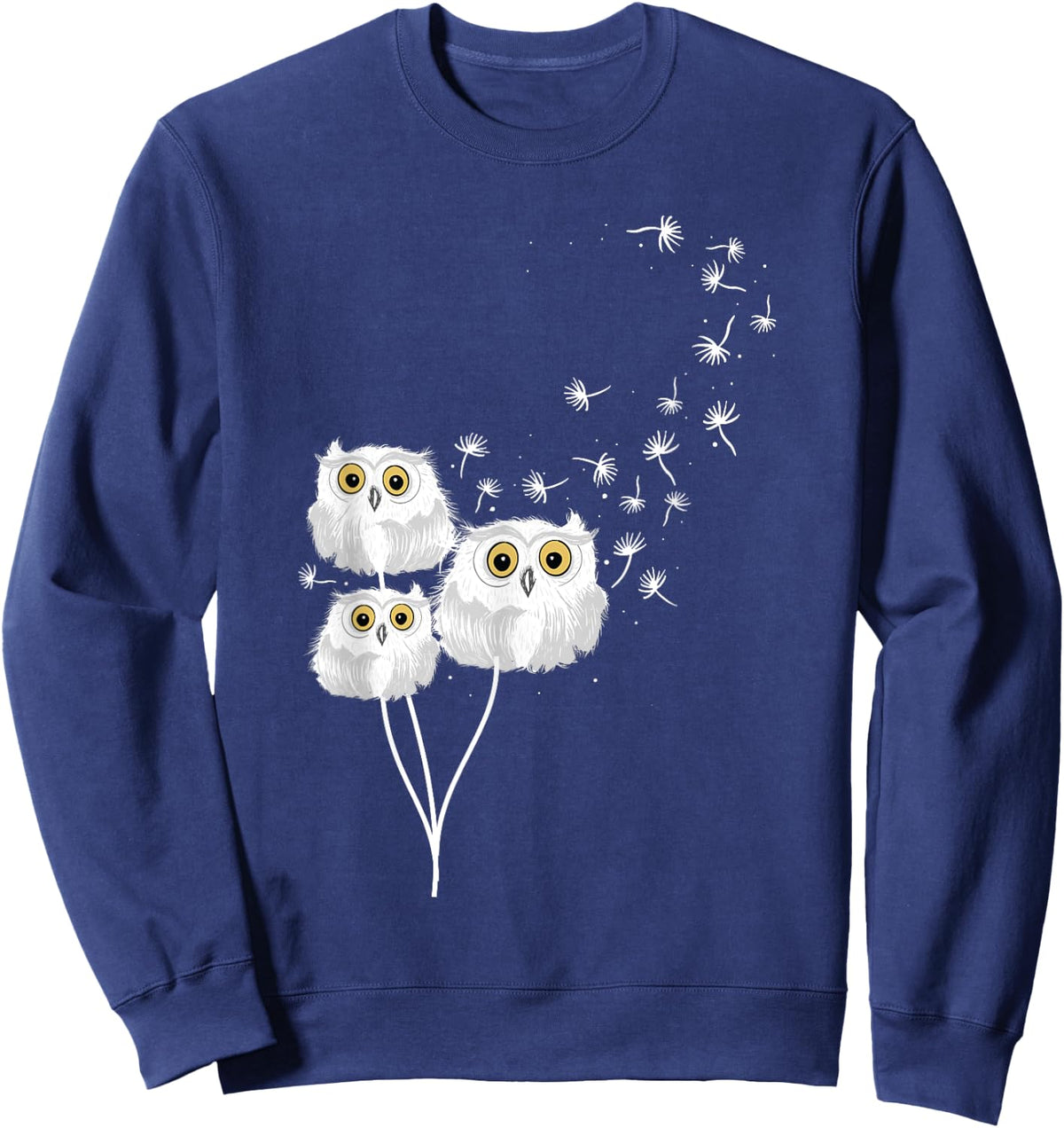 Dandelions And Owls - Bird Animal Lover Ornithologist Forest Sweatshirt - Sweatshirt | Navy