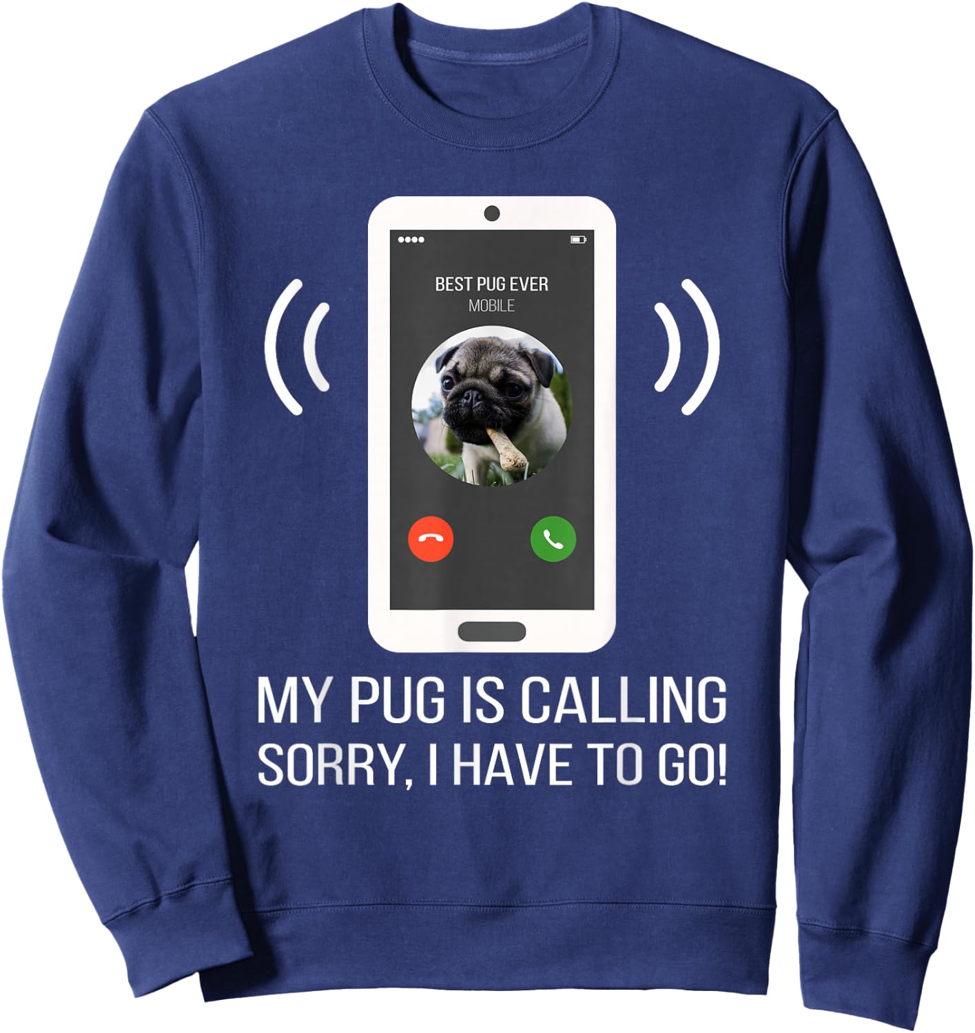 Funny Pug Dog Men Women Girls Kids Sweatshirt - Sweatshirt | Navy