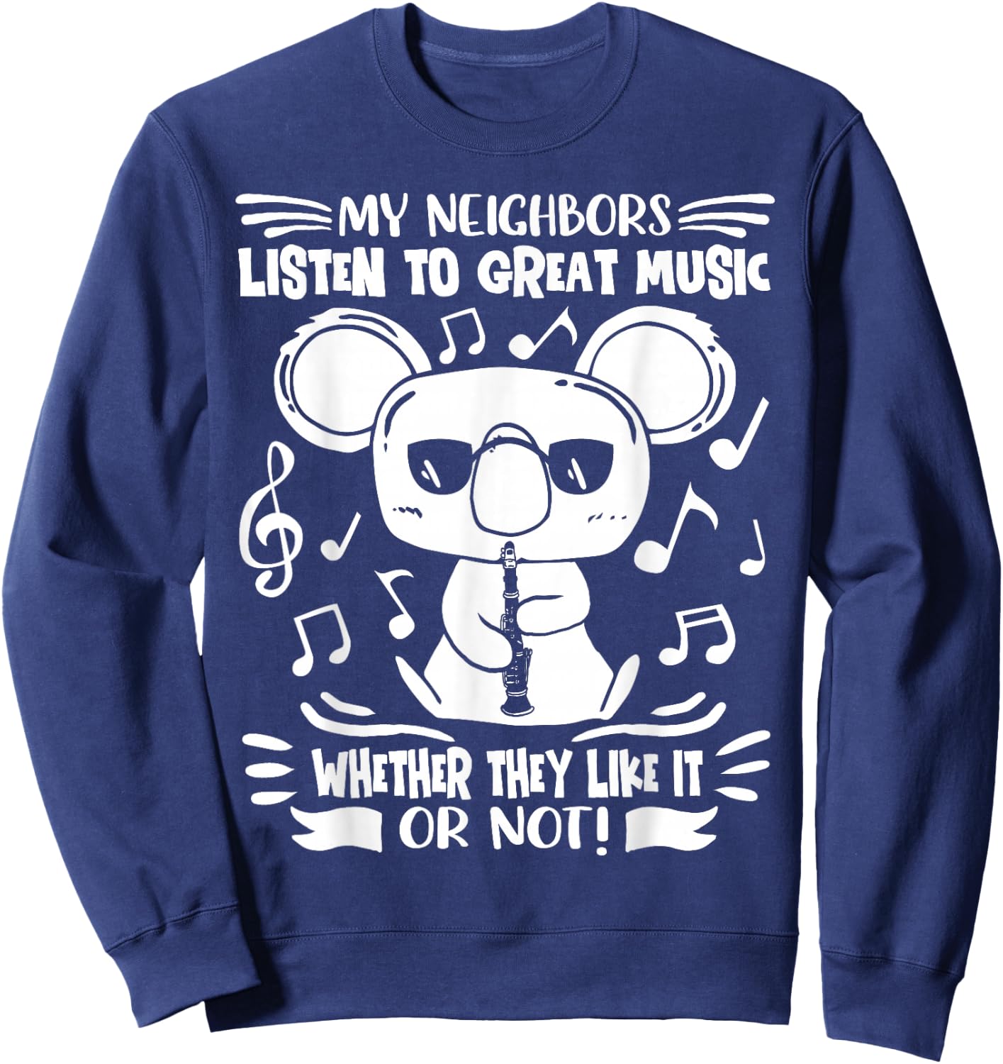 Clarinet Player Clarinet Koala with Clarinet Sweatshirt - Sweatshirt | Navy