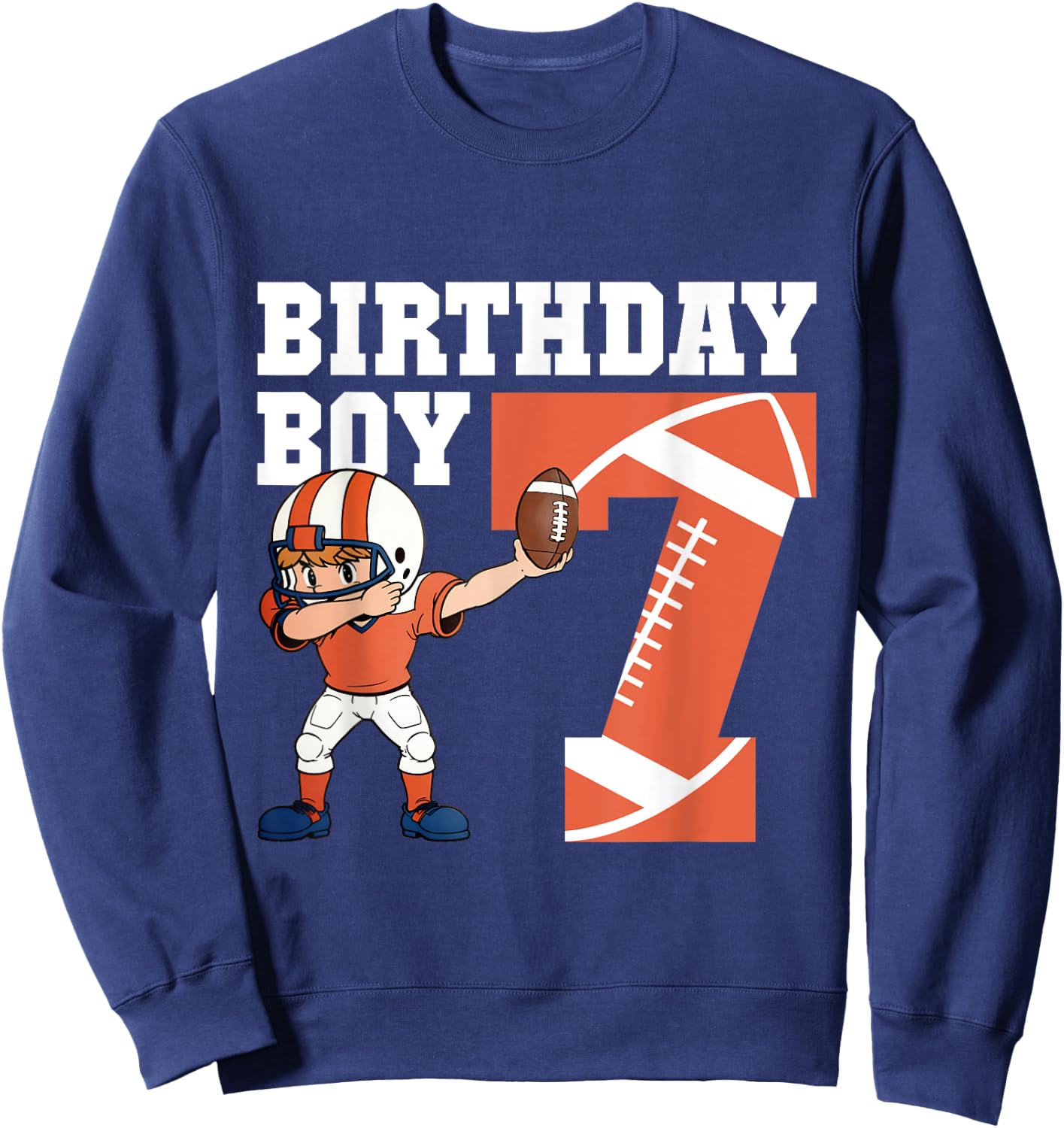 7th Birthday Boy Football Player Dabbing 7 Years Old Kids Sweatshirt - Sweatshirt | Navy