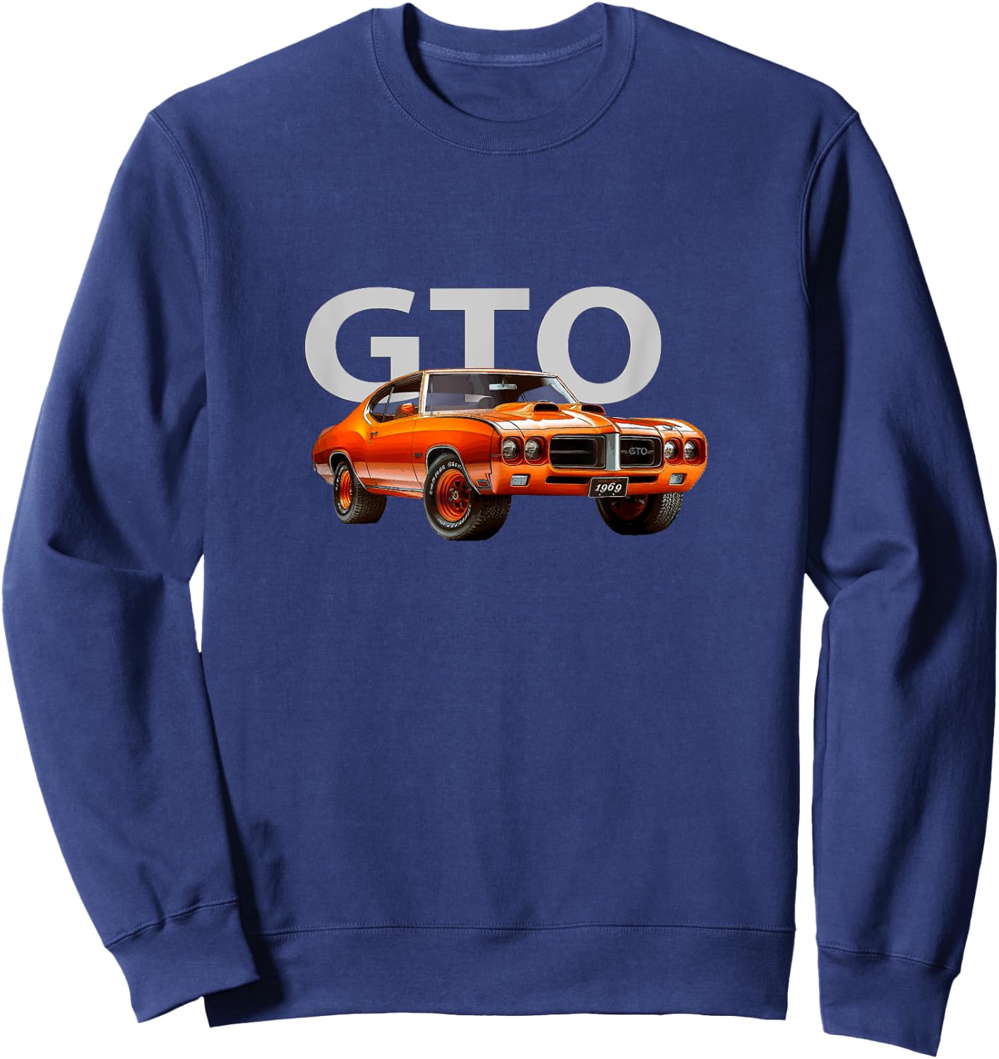 Classic Cars, 1969 Gto, Orange,vintage American Muscle Cars Sweatshirt - Sweatshirt | Navy