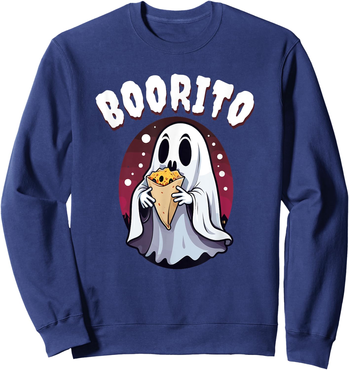 Boo-Rito Funny Mexican Taco Burrito Ghost Halloween Costume Sweatshirt - Sweatshirt | Navy