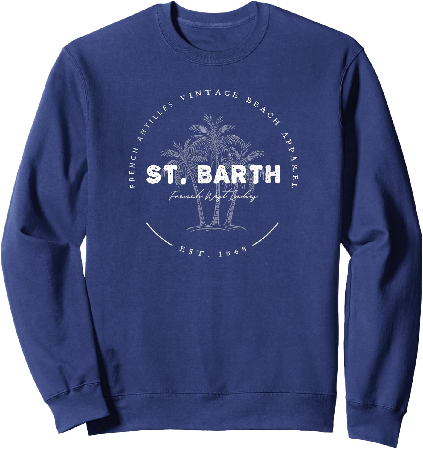 St Barts Caribbean Vintage St. Barths Ocean Palm Trees Sweatshirt - Sweatshirt | Navy