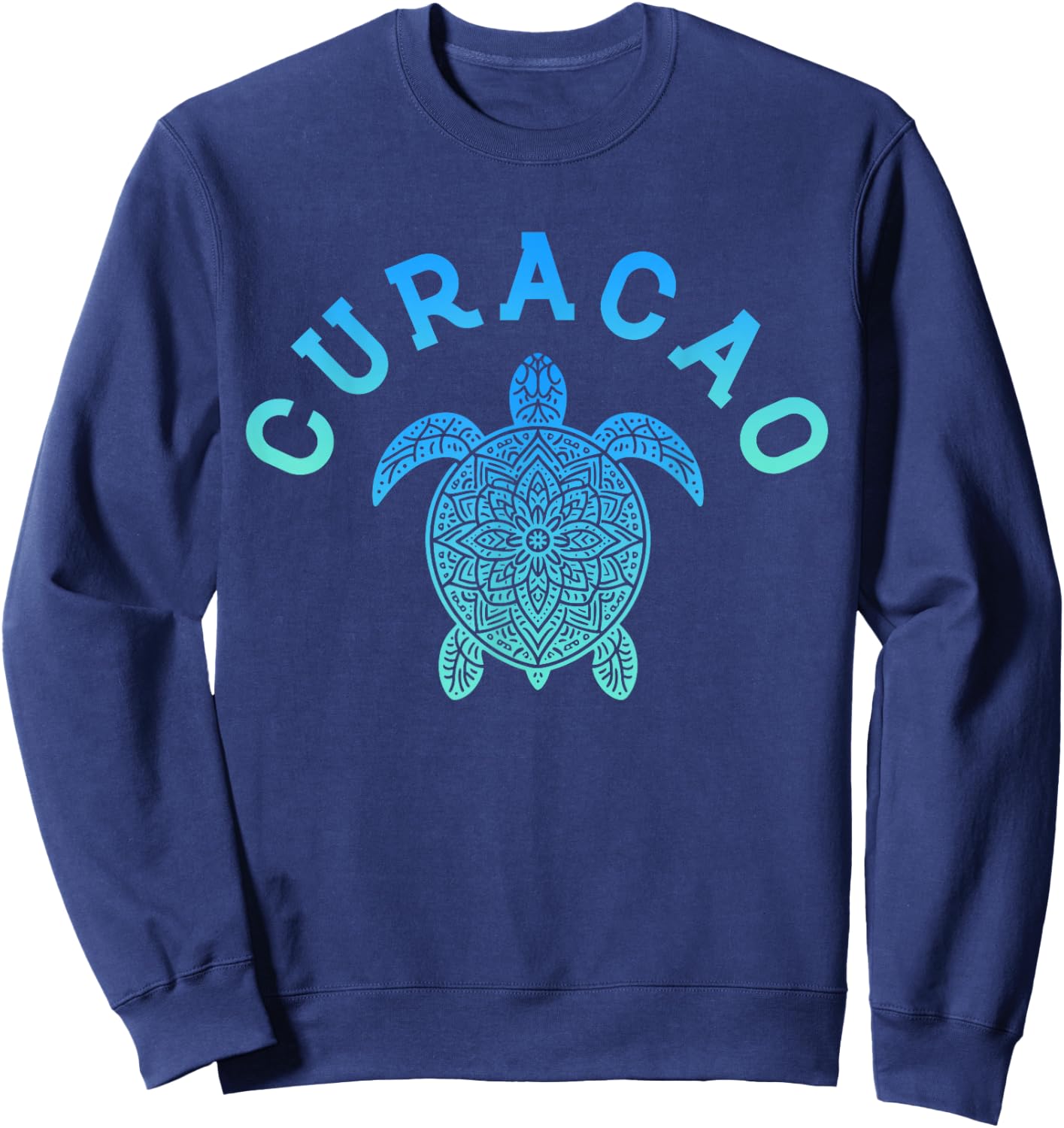 Curacao Tribal Sea Turtle Beach Vacation Sweatshirt - Sweatshirt | Navy