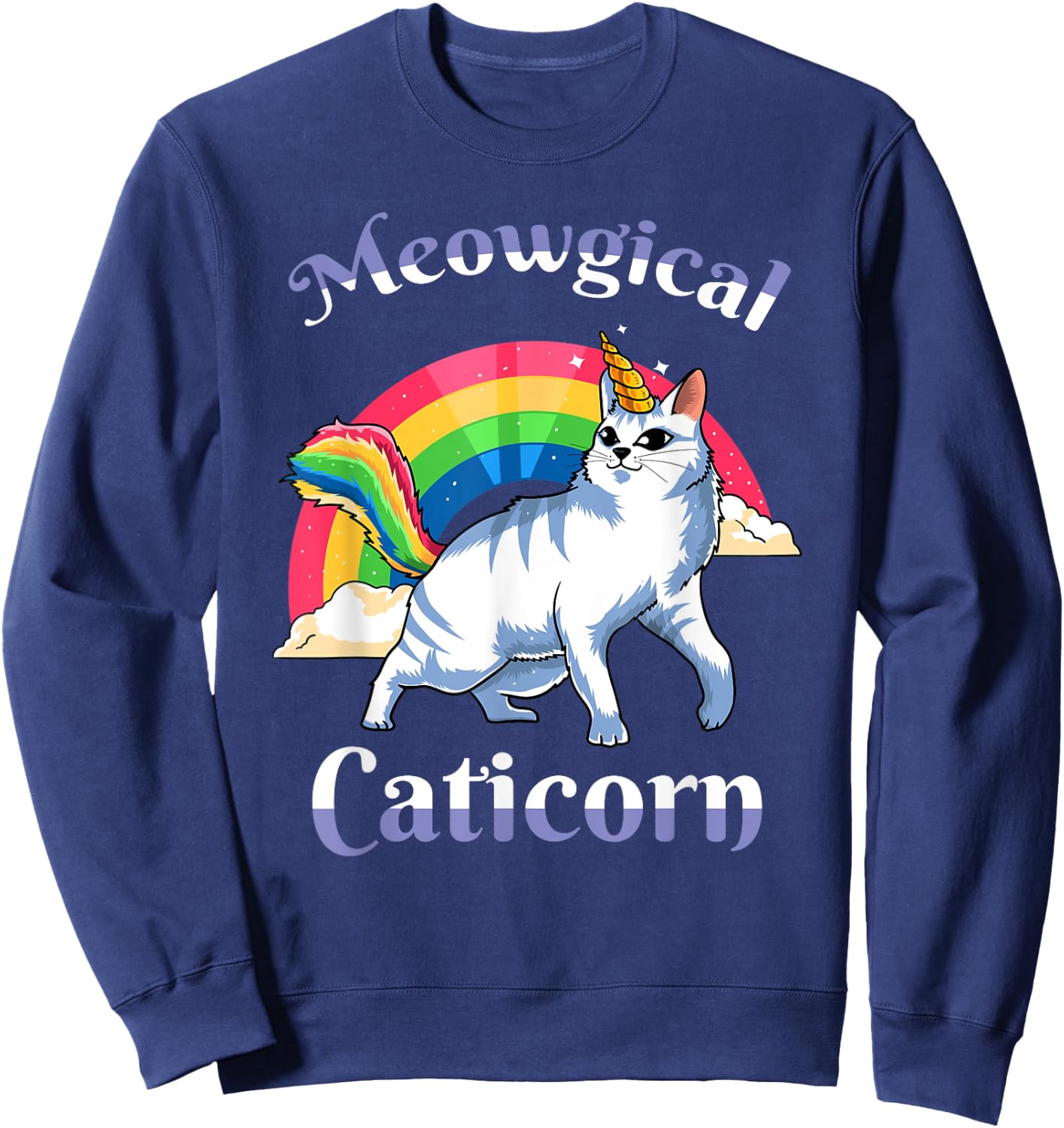 Meowgical Caticorn Unicorn Cat Girls Kitty Kitten Lover Gift Sweatshirt - Sweatshirt | Navy
