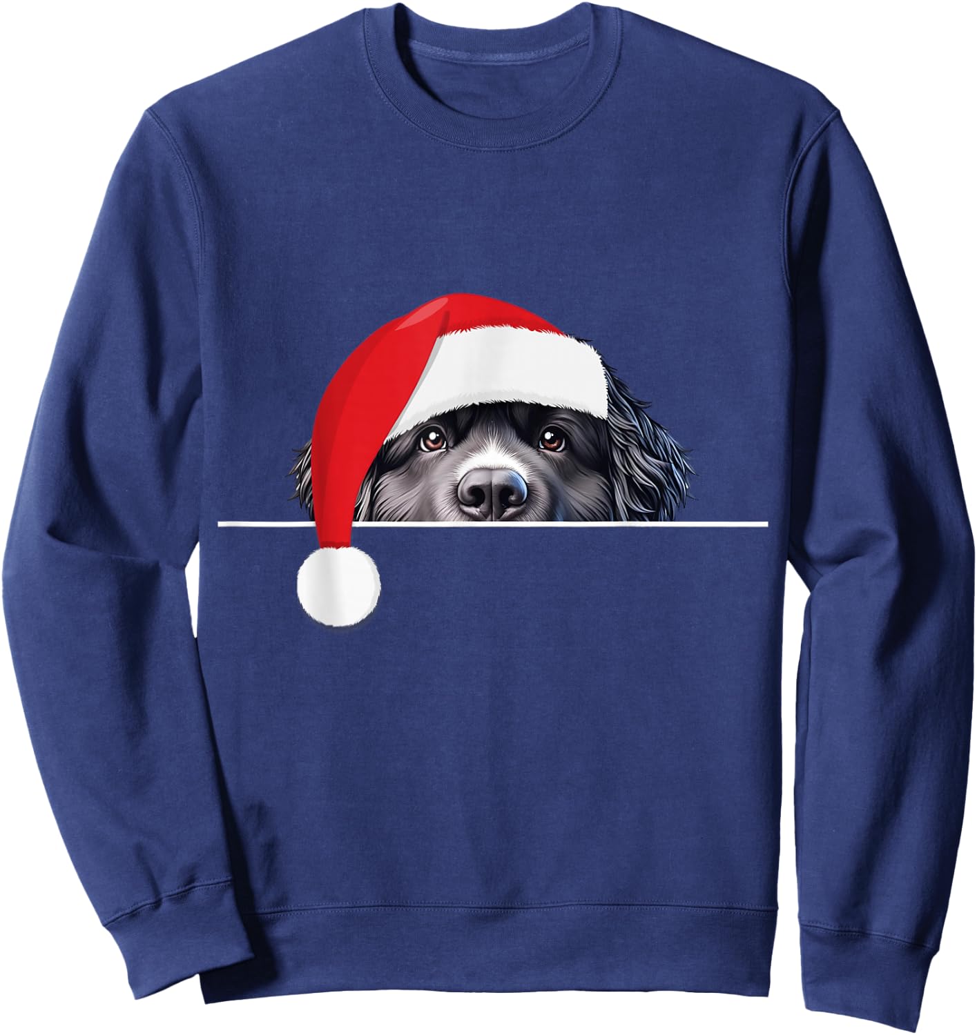 New foundland Dog Lover Funny Santa Hat Christmas Sweatshirt - Sweatshirt | Navy