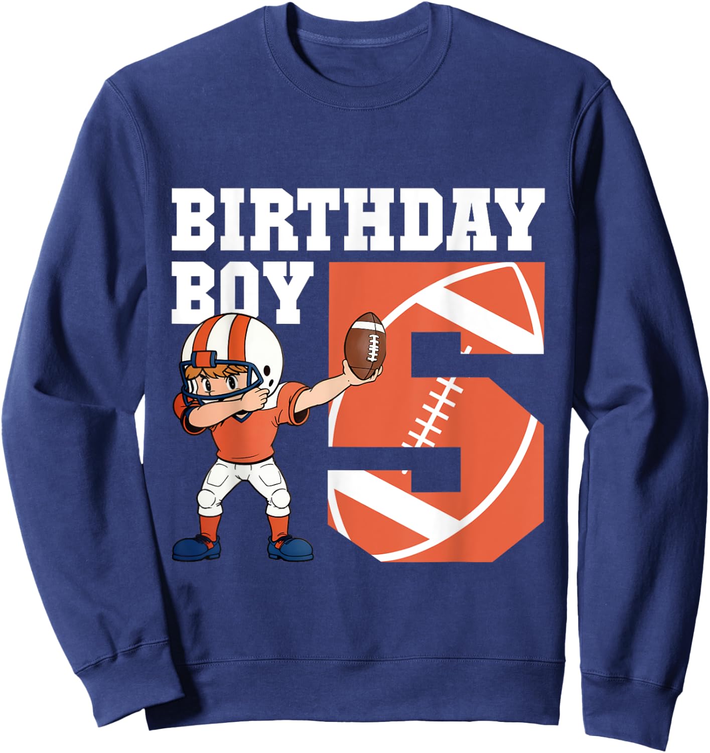 5th Birthday Boy Football Player Dabbing 5 Years Old Kids Sweatshirt - Sweatshirt | Navy
