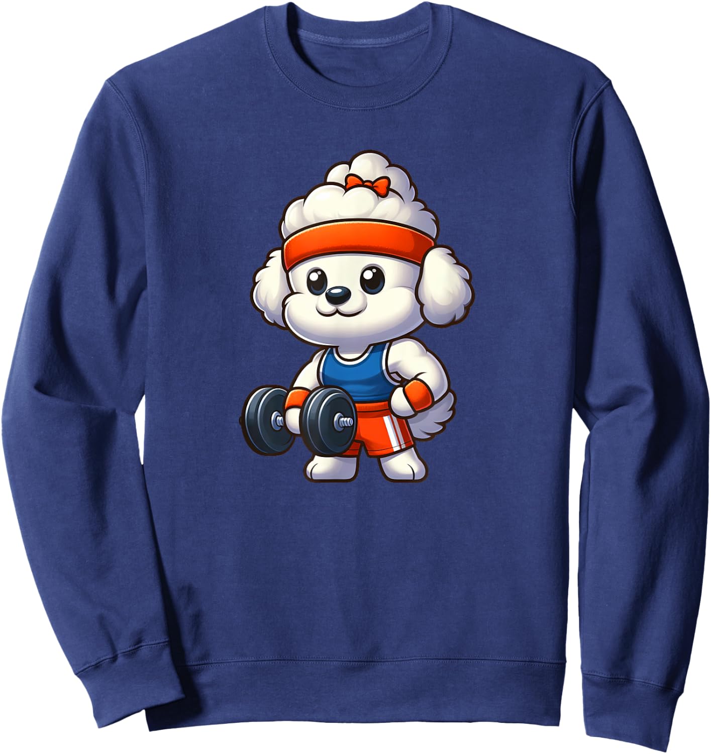 Bichon Frise Workout Dog Funny Weightlifting Sweatshirt - Sweatshirt | Navy
