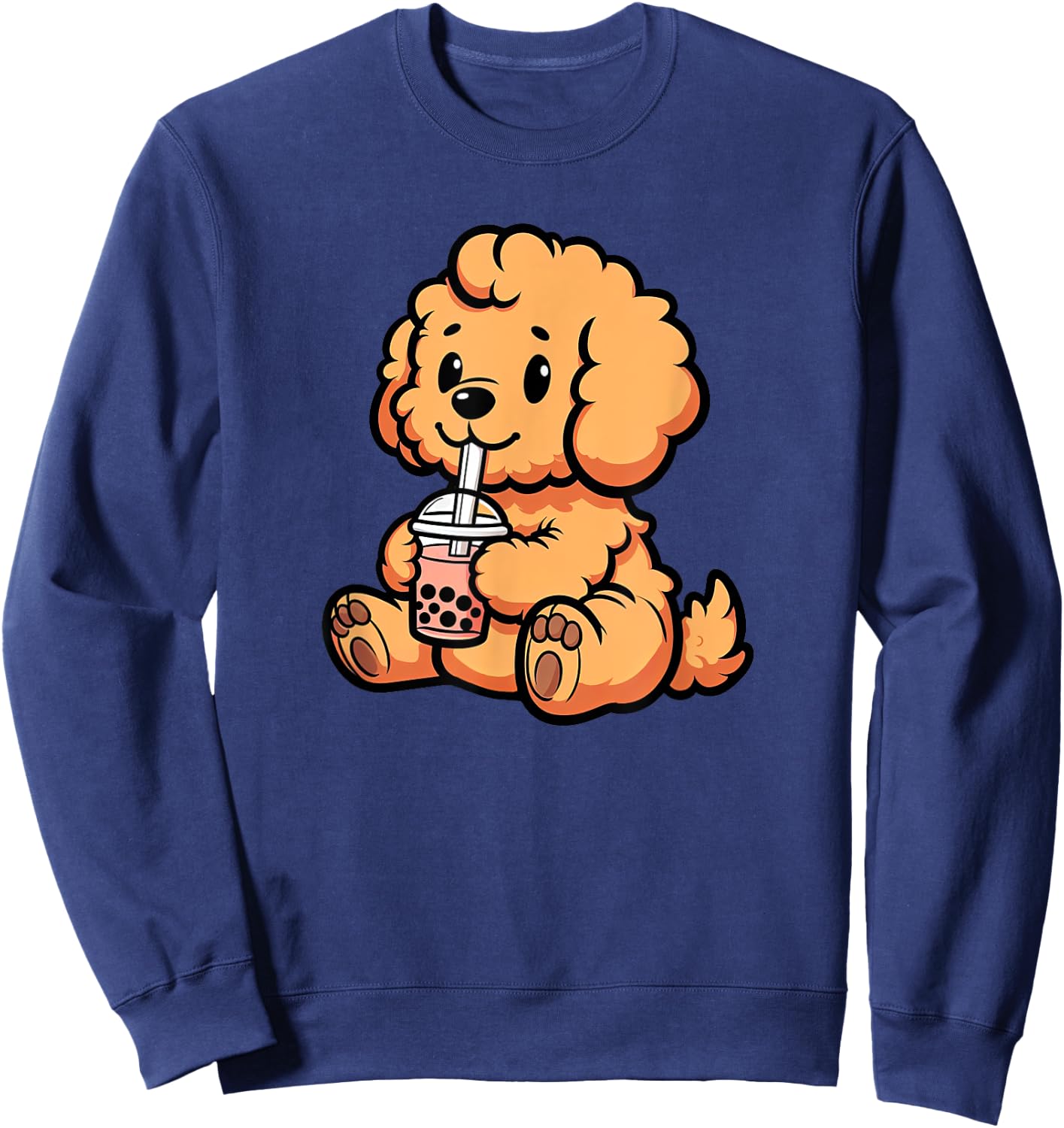 Goldendoodle Bubble Tea Dog Funny Boba Sweatshirt - Sweatshirt | Navy
