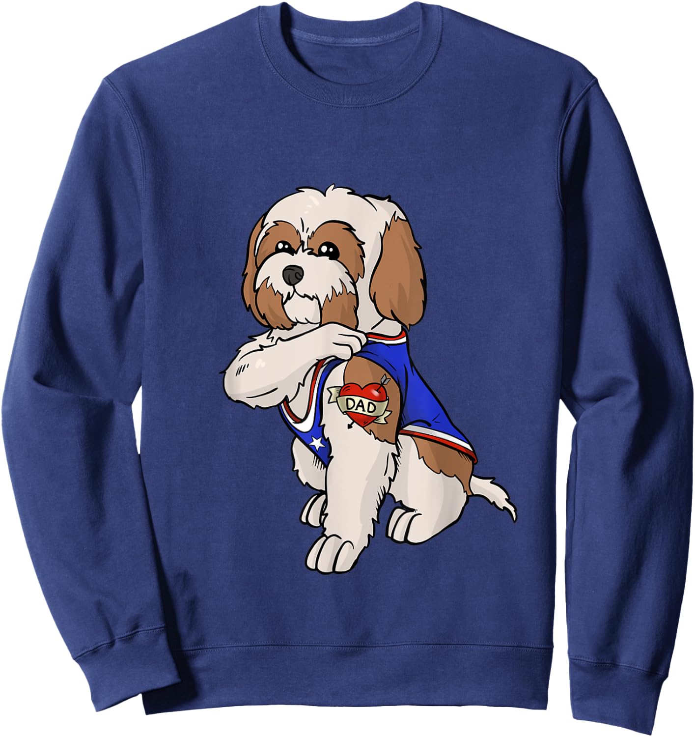 Shih Tzu Dog Love Dad Puppy Owner Men Women Kids Sweatshirt - Sweatshirt | Navy