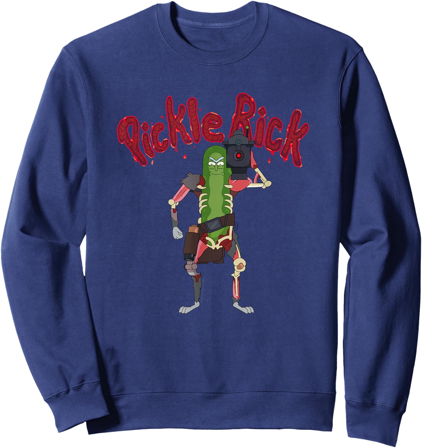 Rick and Morty Pickle Rick Laser Slice Type Sweatshirt - Sweatshirt | Navy