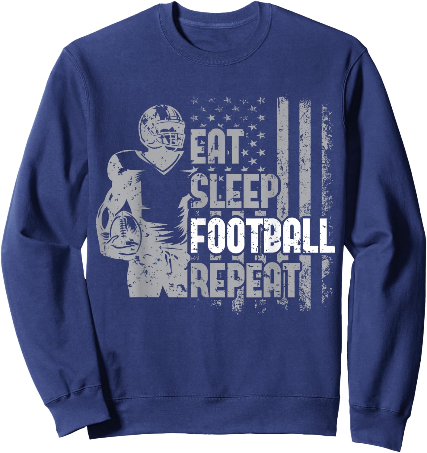 Eat Sleep Football Repeat Youth Shirt Kids Boys Girls Adult Sweatshirt - Sweatshirt | Navy