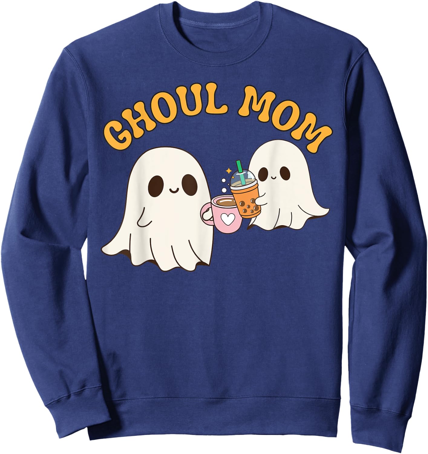 Ghoul Mom Cute Halloween Mother Ghost Mommy Trick Treating Sweatshirt - Sweatshirt | Navy