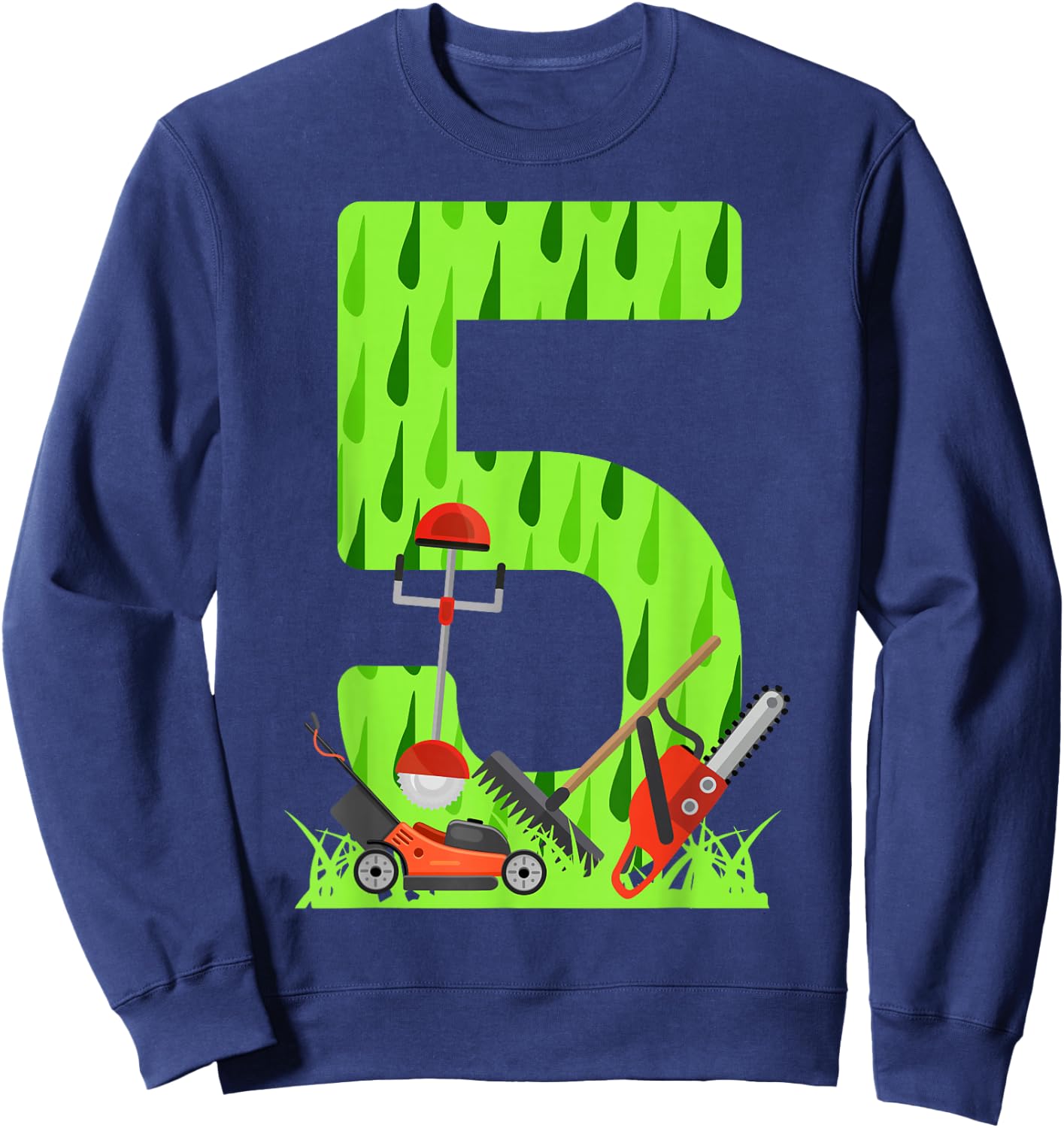 Funny 5th Birthday Lawn Mower for Boys Who Love Grass Mowing Sweatshirt - Sweatshirt | Navy