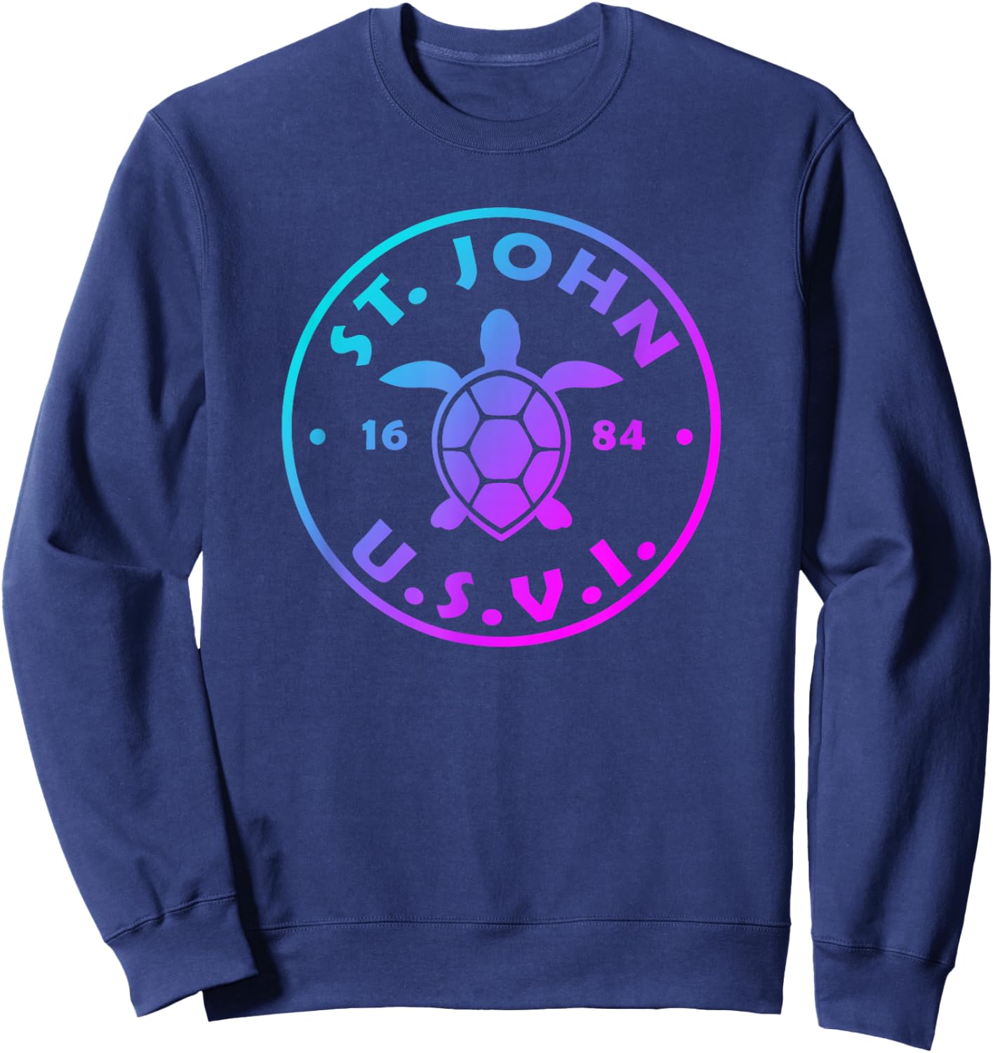 St John USVI Sea Turtle Boys Girls Toddler Colorful Souvenir Sweatshirt - Sweatshirt | Navy