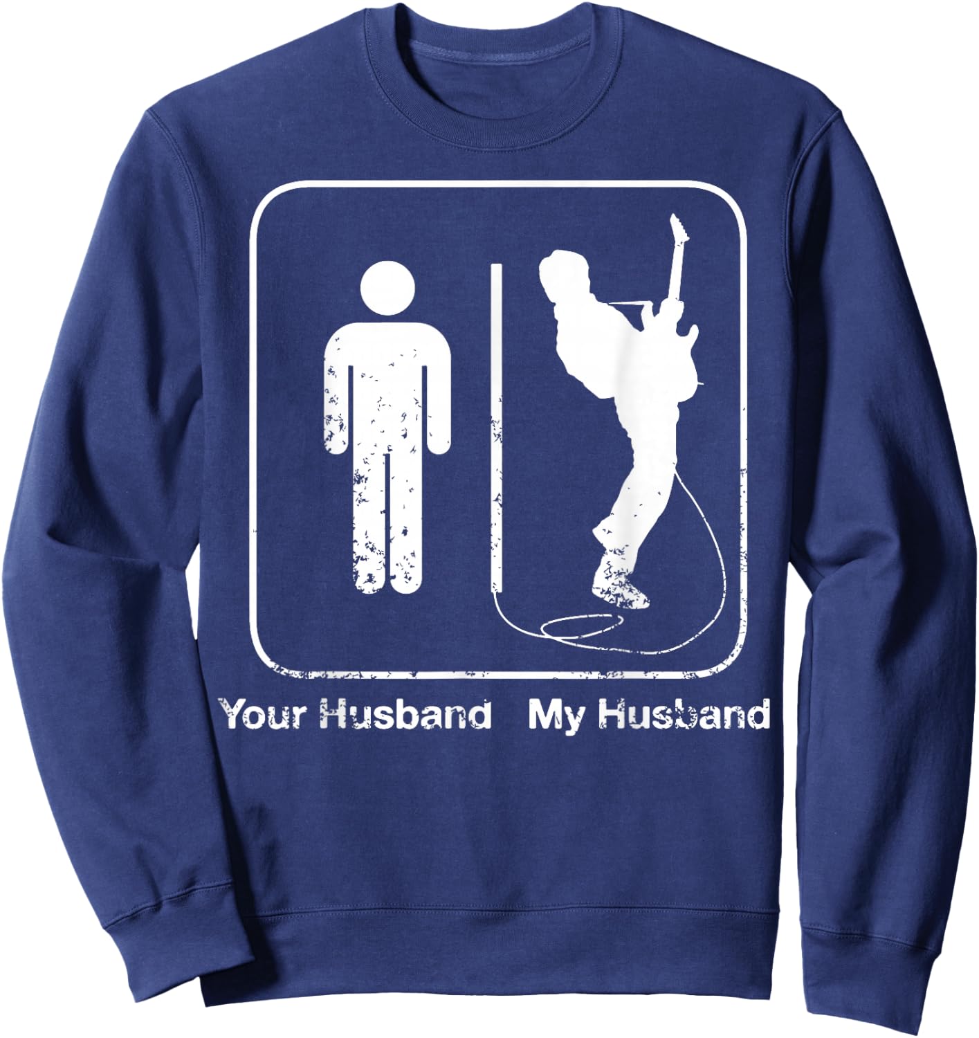 Vintage Your Husband My Husband Rockstar Guitar Pri Sweatshirt - Sweatshirt | Navy