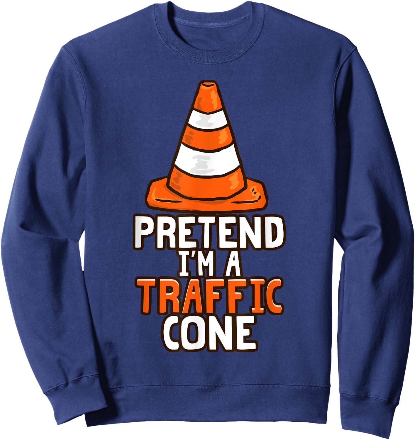 Retro I'm a Traffic Cone Lazy Halloween Costume Kids Adults Sweatshirt - Sweatshirt | Navy