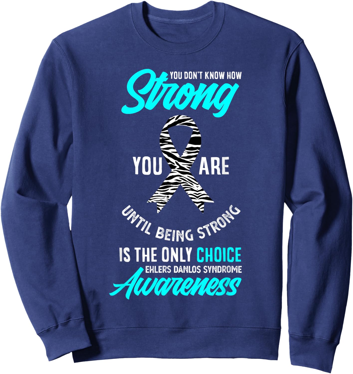 Ehlers Danlos Syndrome Awareness Apparel & Gifts EDS Warrior -Adults Kids Black Short Sleeve Small Sweatshirt - Sweatshirt | Navy