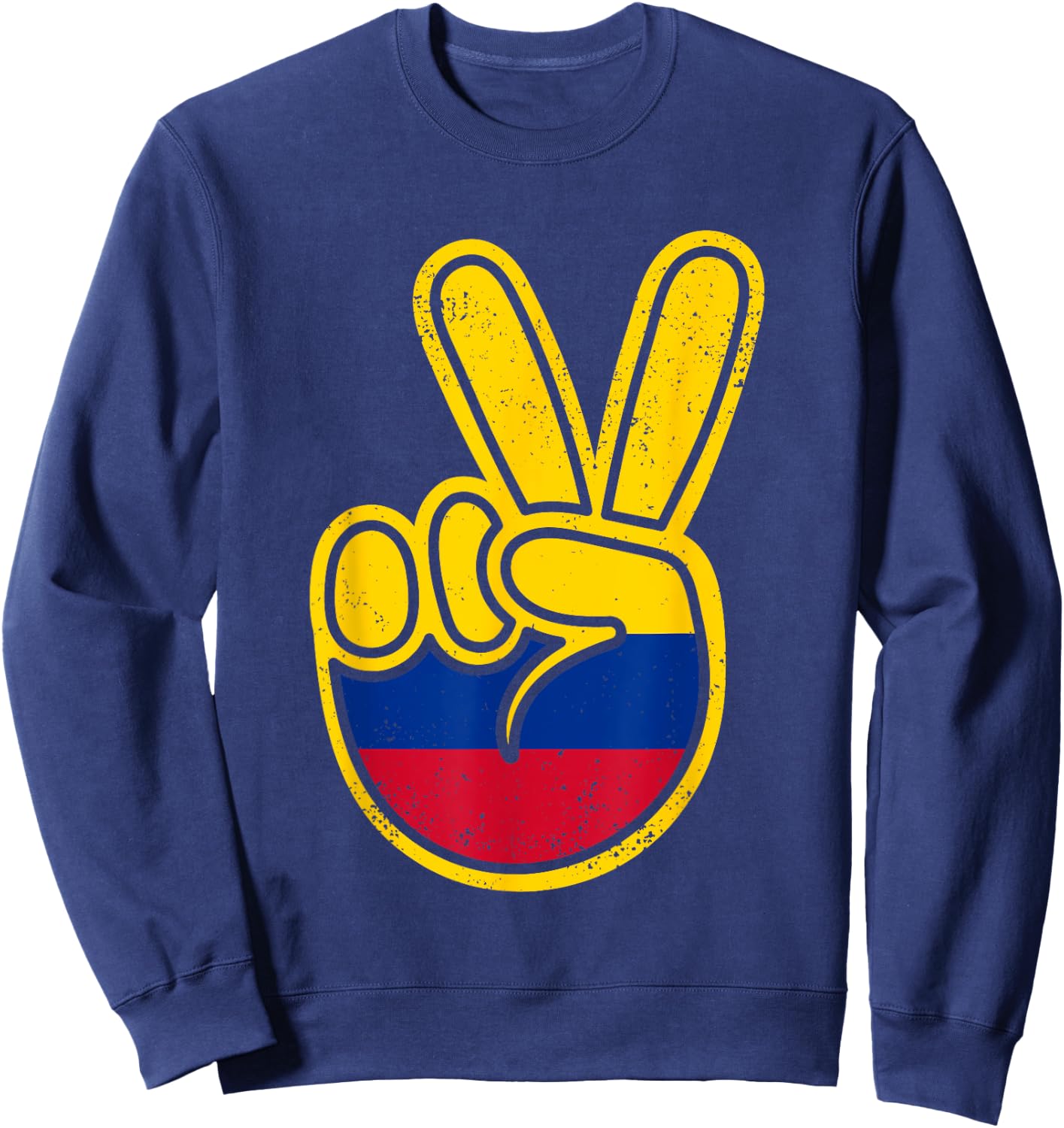 Colombia Flag Peace Sign Funny Colombian Retro Boys Toddler Sweatshirt - Sweatshirt | Navy