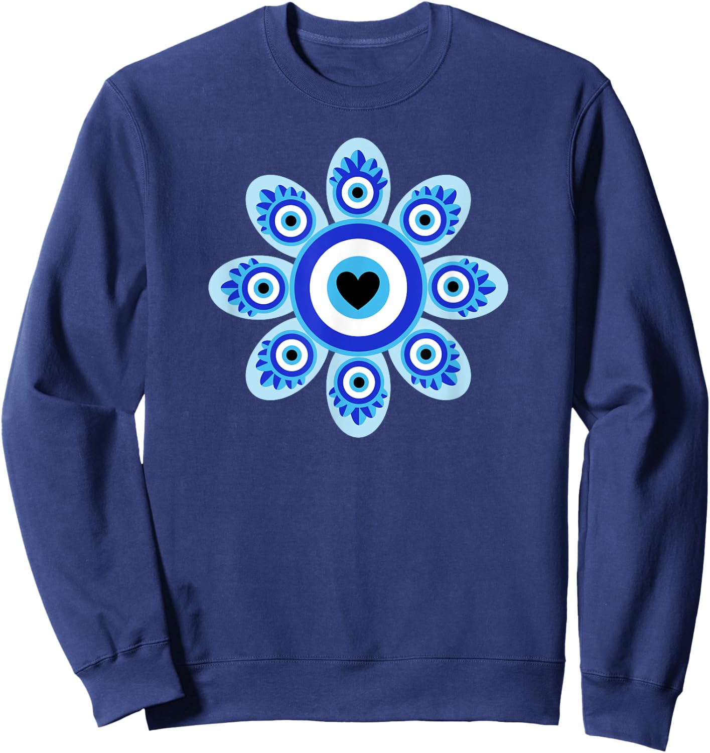 Evil Eye Floral Esoteric Mystical Aesthetic Sweatshirt - Sweatshirt | Navy