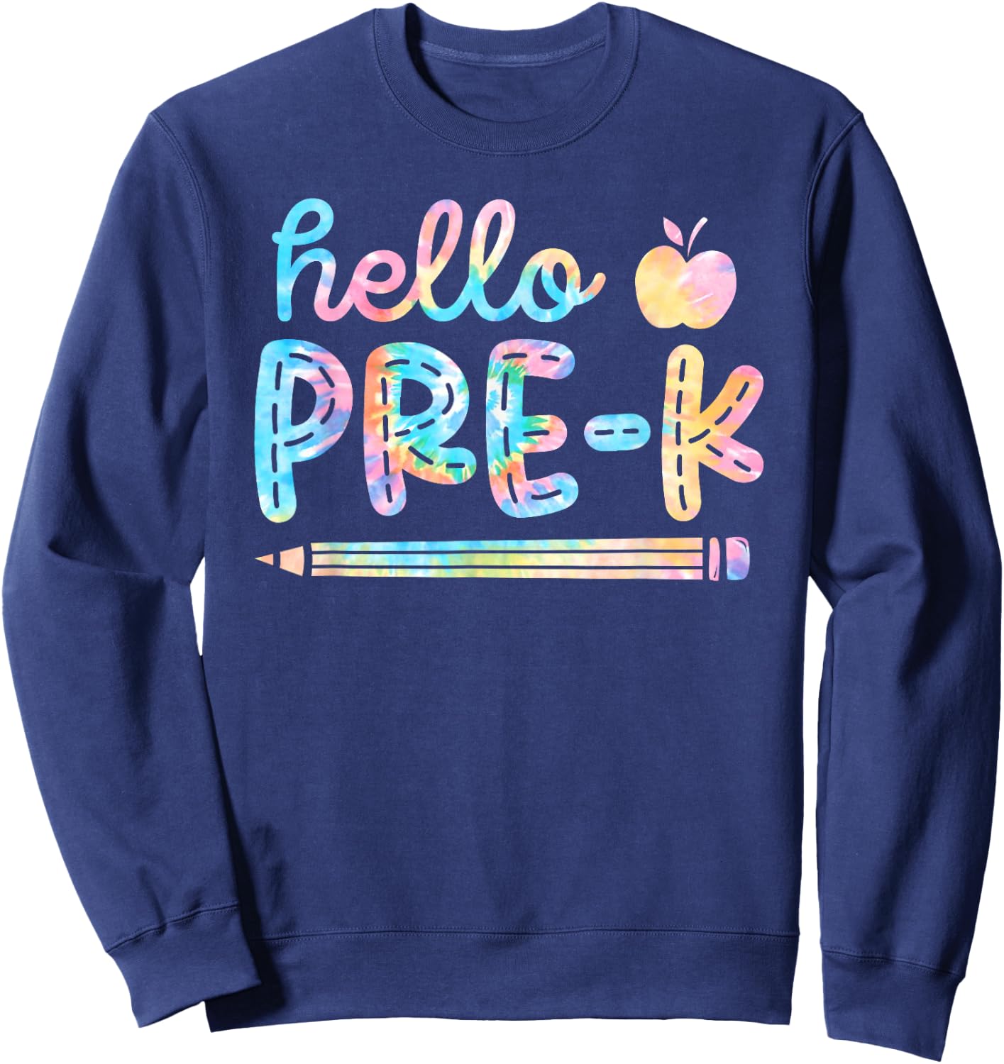 Hello Pre-K Team Tie Dye Back to School Teacher Student PreK Sweatshirt - Sweatshirt | Navy