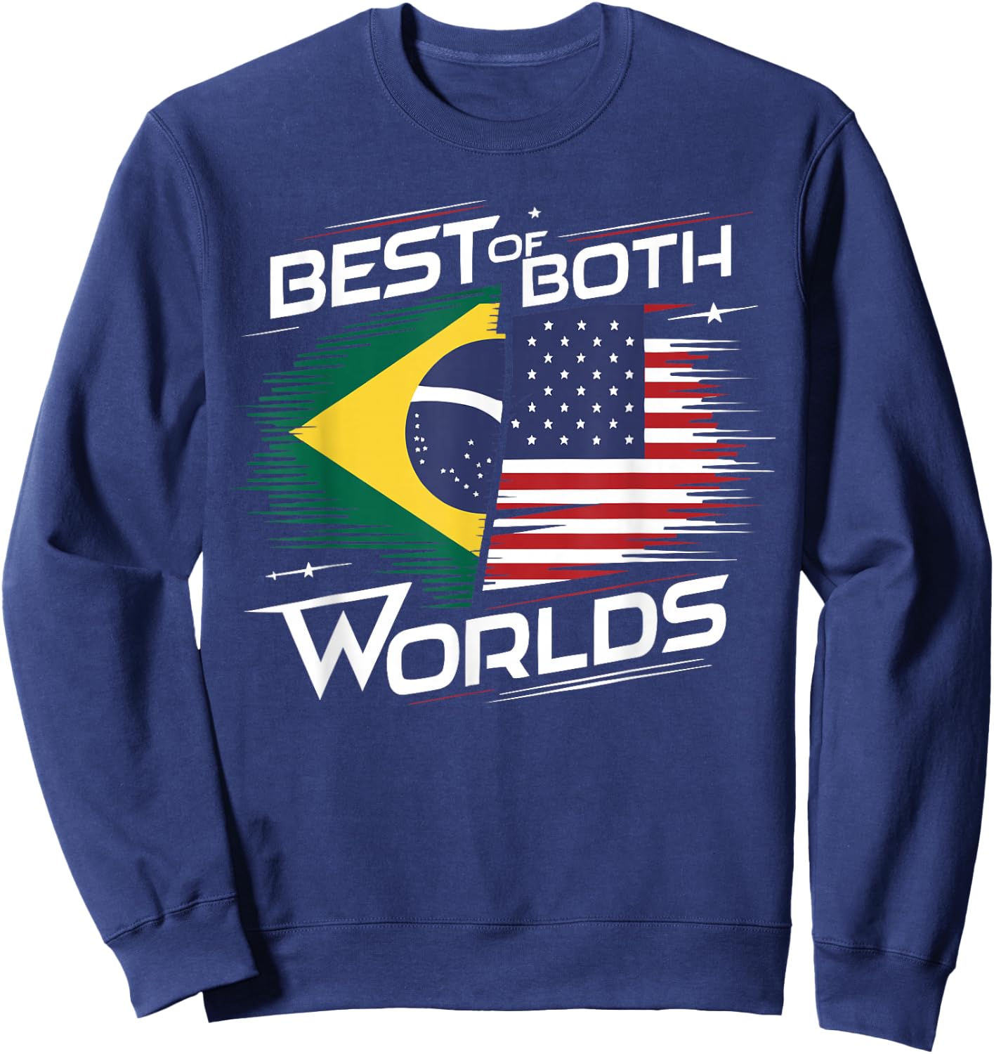 Half Brazilian Half American USA Flag Brazil America Sweatshirt - Sweatshirt | Navy