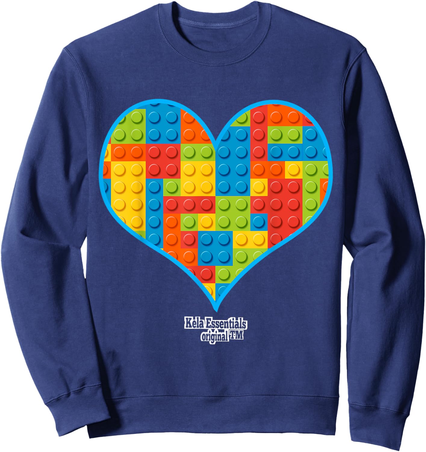 Valentines Day For Boys Block Brick Heart Sweatshirt - Sweatshirt | Navy