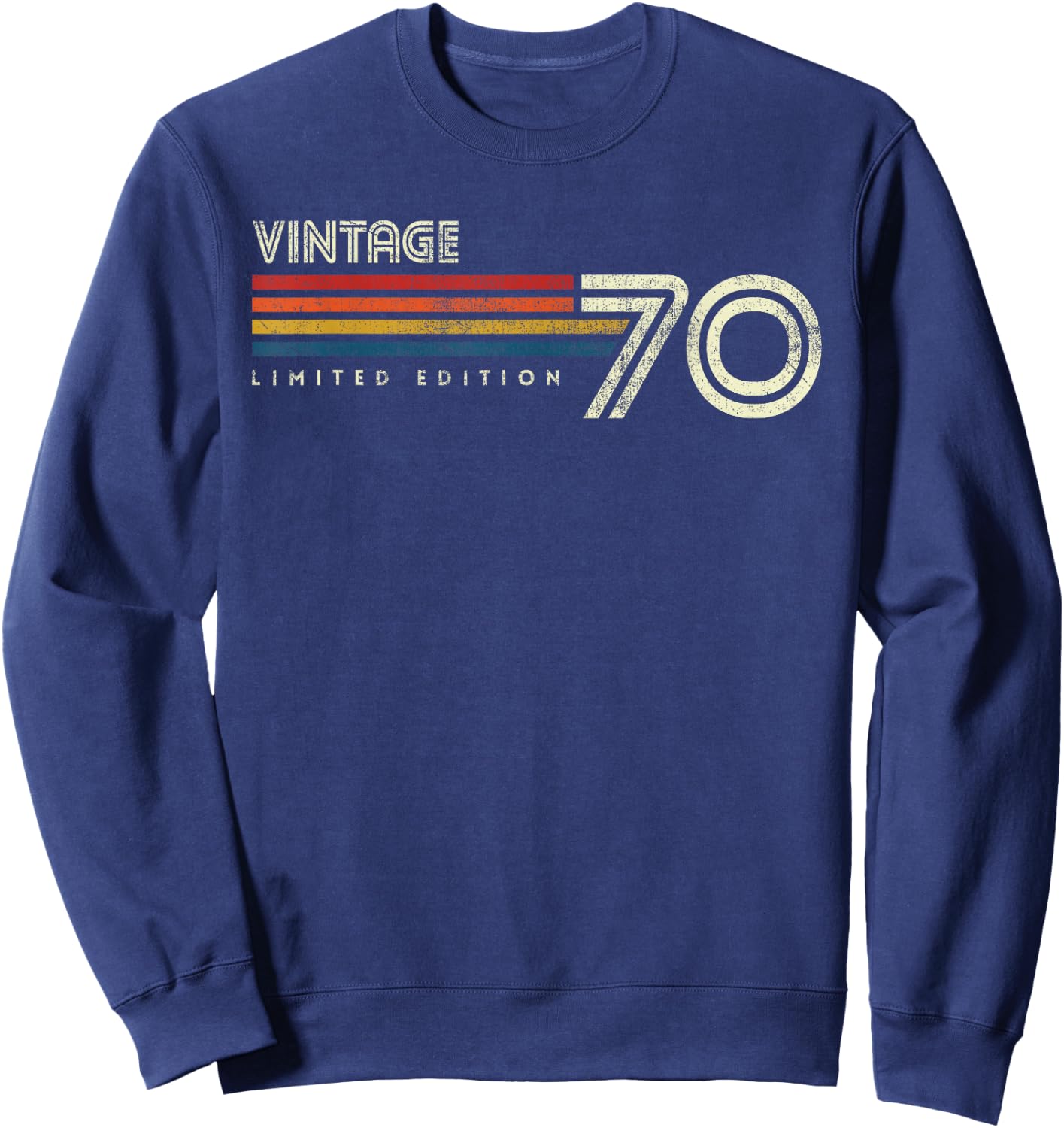Vintage 1970 Chest Stripe Birthday Sweatshirt - Sweatshirt | Navy