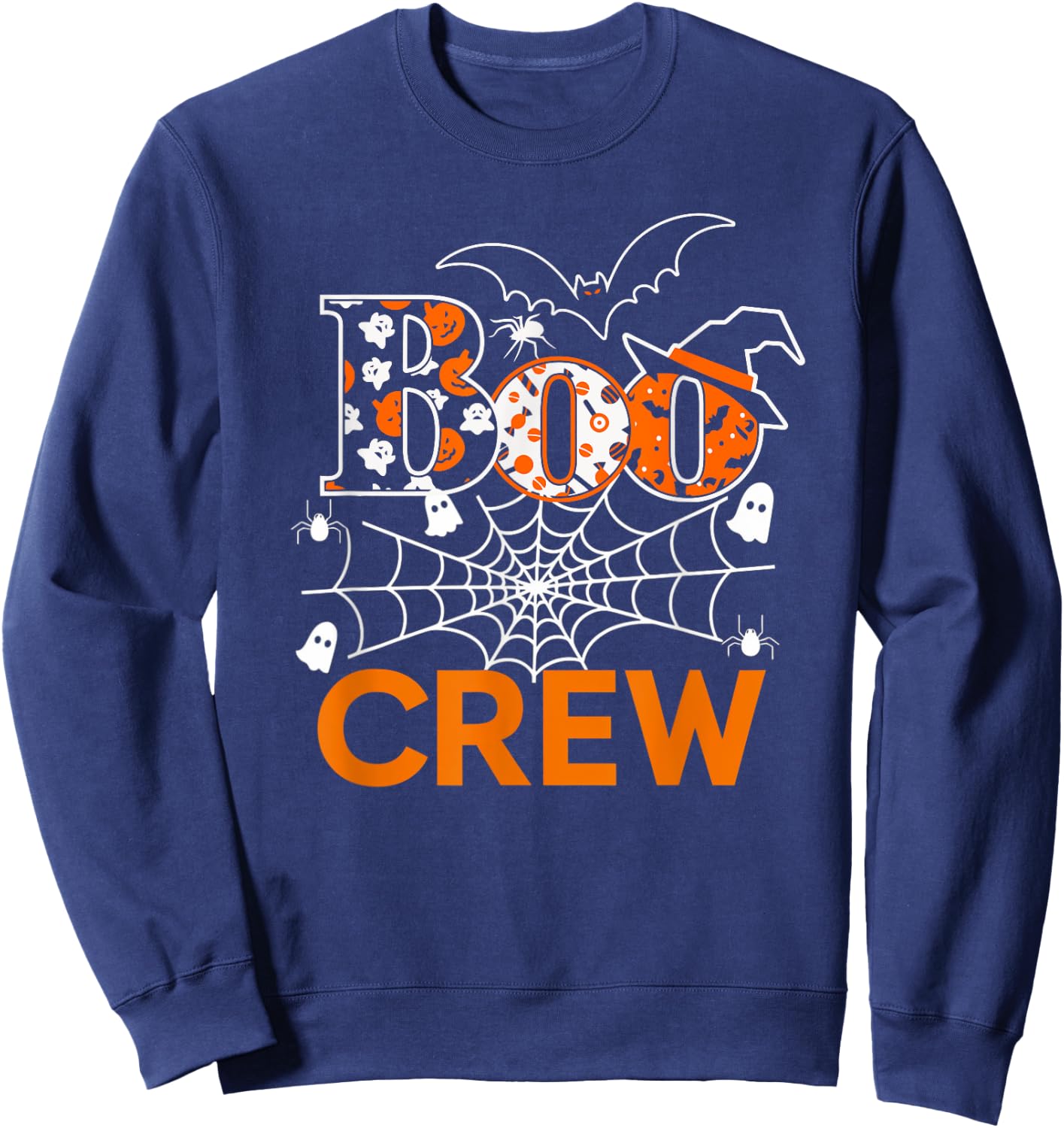 Halloween The Boo Crew - Spooky Spiders and Bats Fun Family Sweatshirt - Sweatshirt | Navy