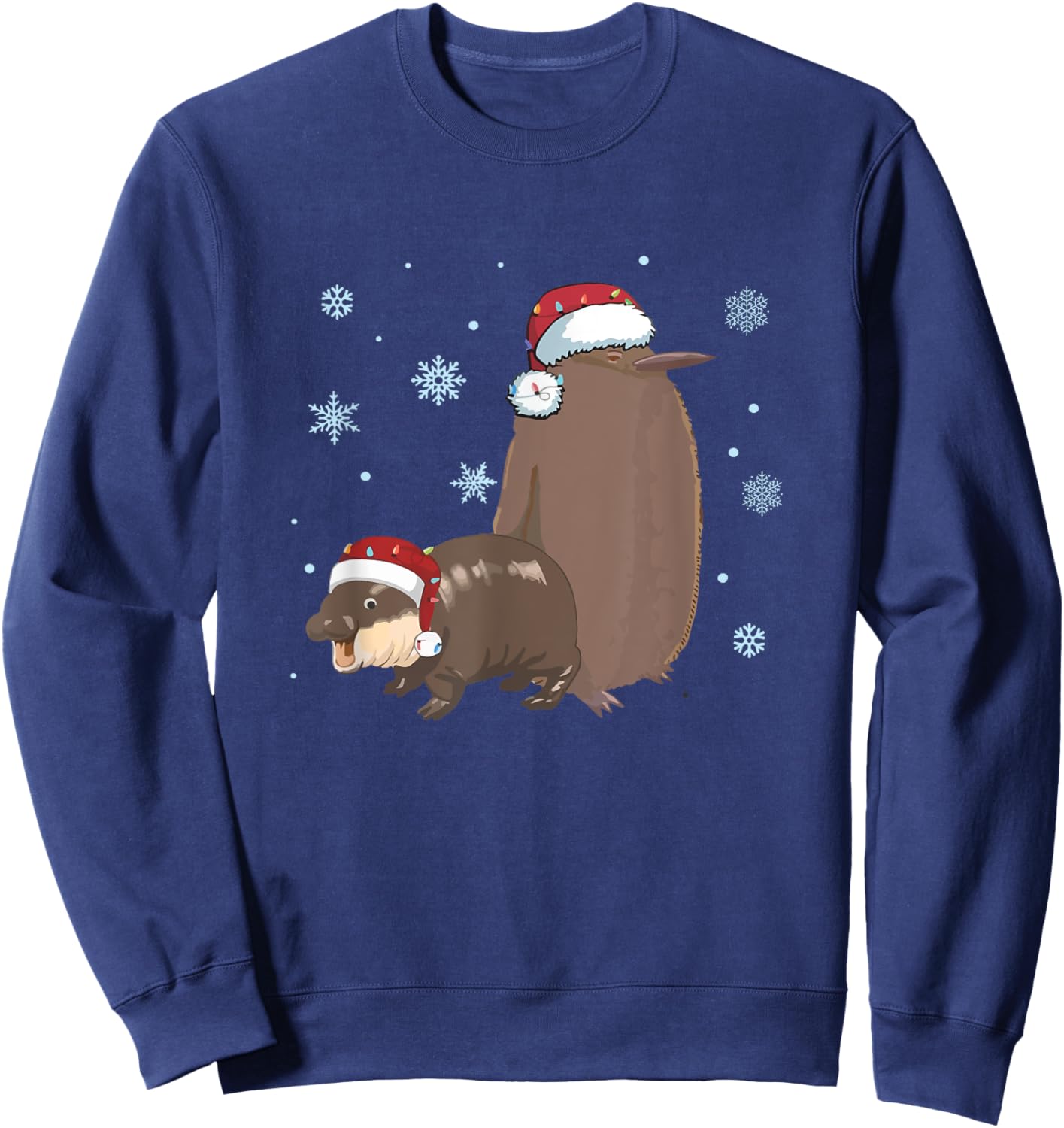 Christmas Pesto and Moo Deng Friendship Penguin and Hippo Sweatshirt - Sweatshirt | Navy