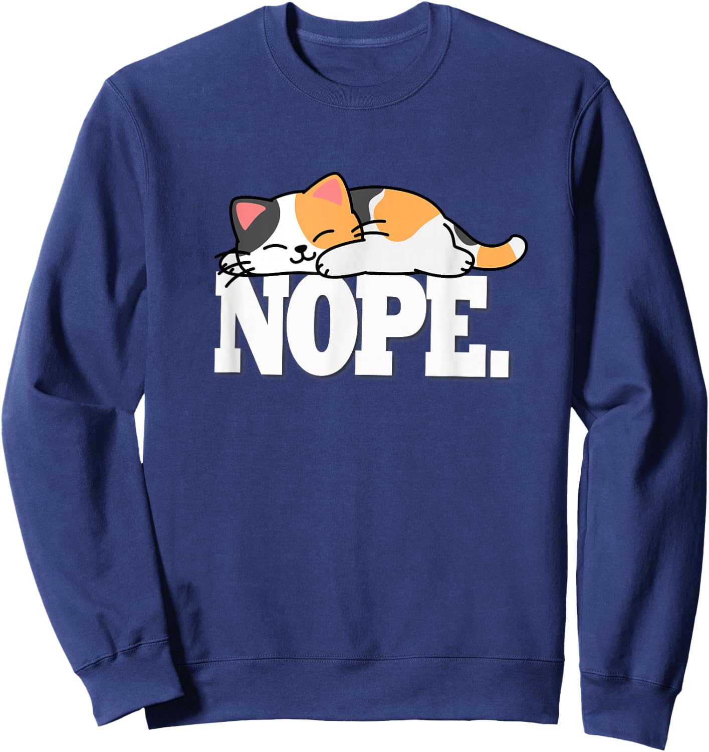 Kawaii Kids Girls NOPE Calico Cat Lover Sweatshirt - Sweatshirt | Navy