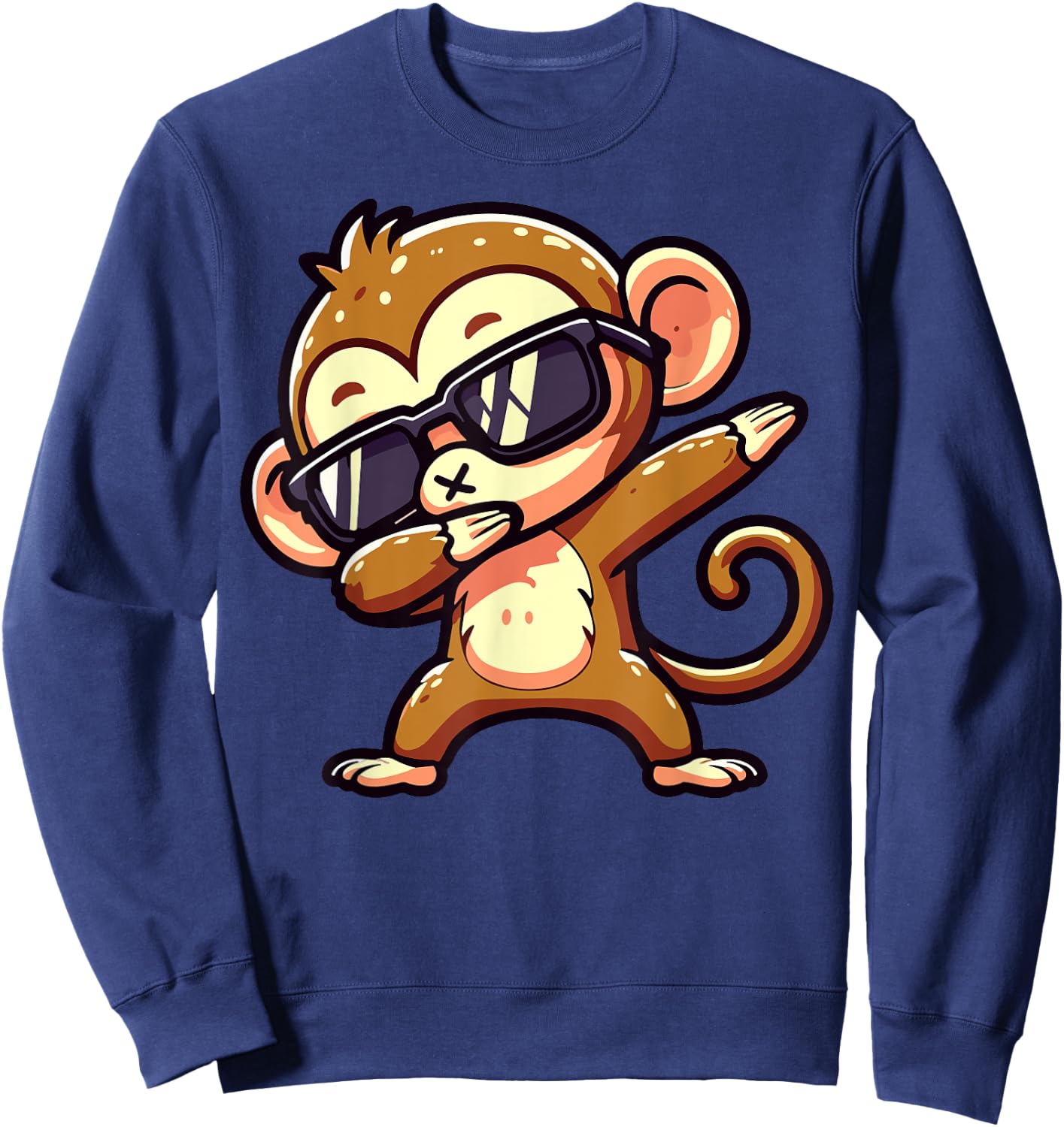 Dabbing Monkey Sunglasses Animal Dab Dance Sweatshirt - Sweatshirt | Navy