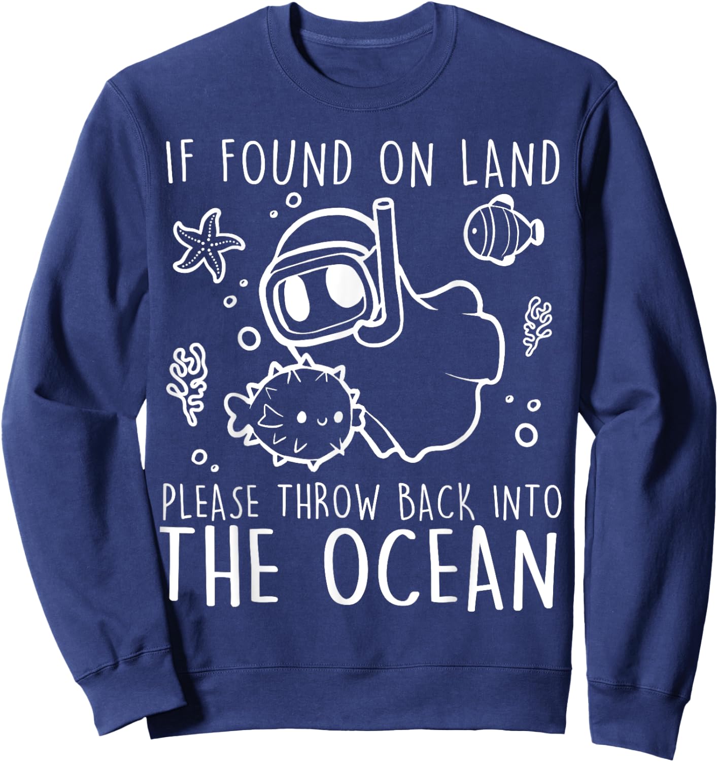 Halloween Boo Ghost Diver Scuba Diving Throw Back To Ocean Sweatshirt - Sweatshirt | Navy