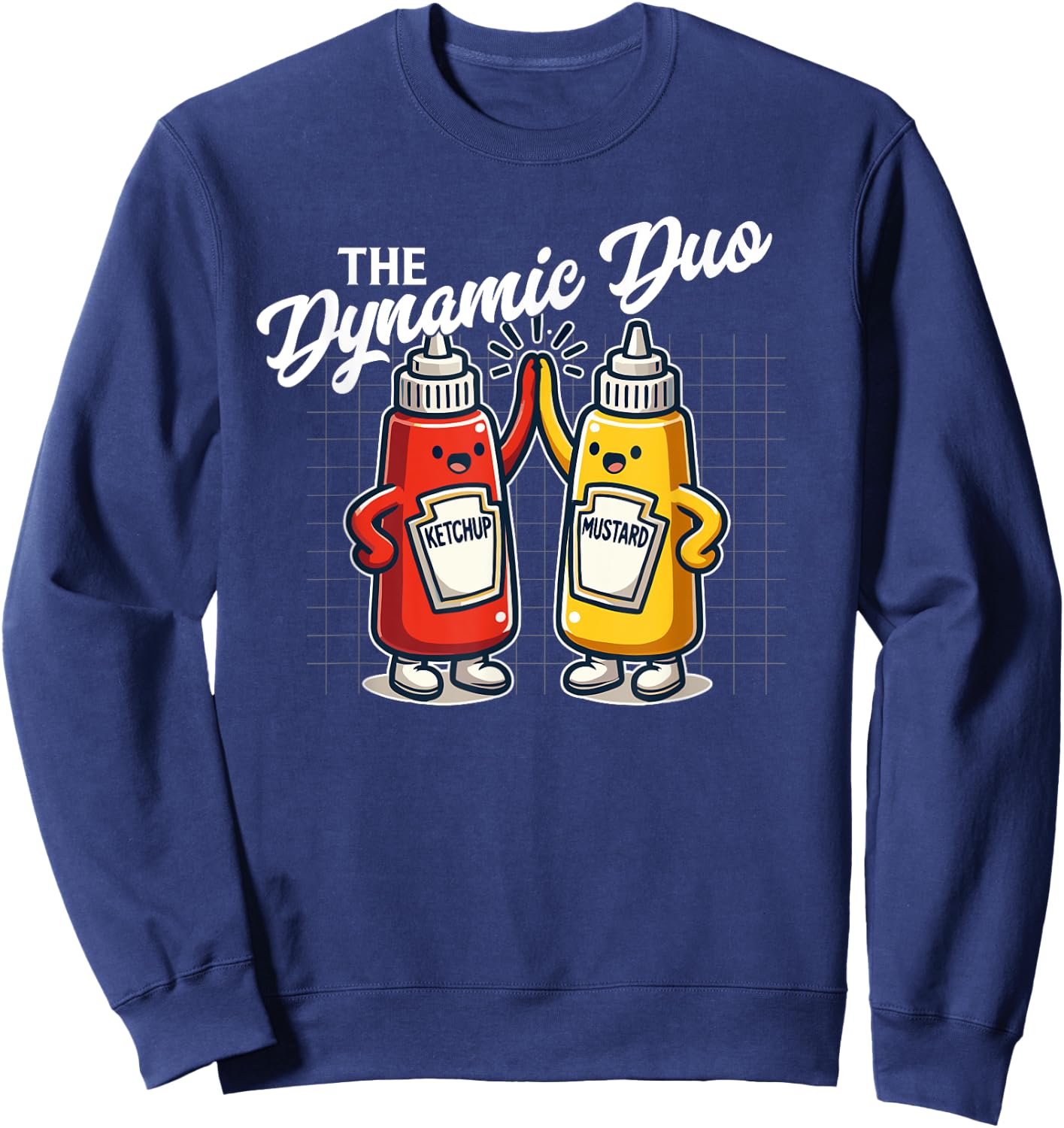 Ketchup Mustard Dynamic Duo Best Friends Funny Condiment Sweatshirt - Sweatshirt | Navy