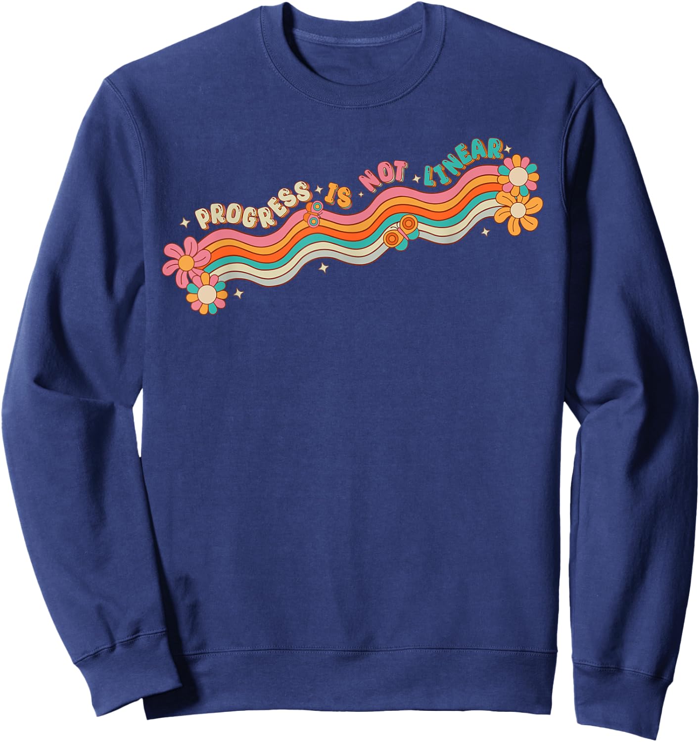 Progress Is Not Linear Teacher Student Back To School Retro Women Girls Kids Sweatshirt - Sweatshirt | Navy