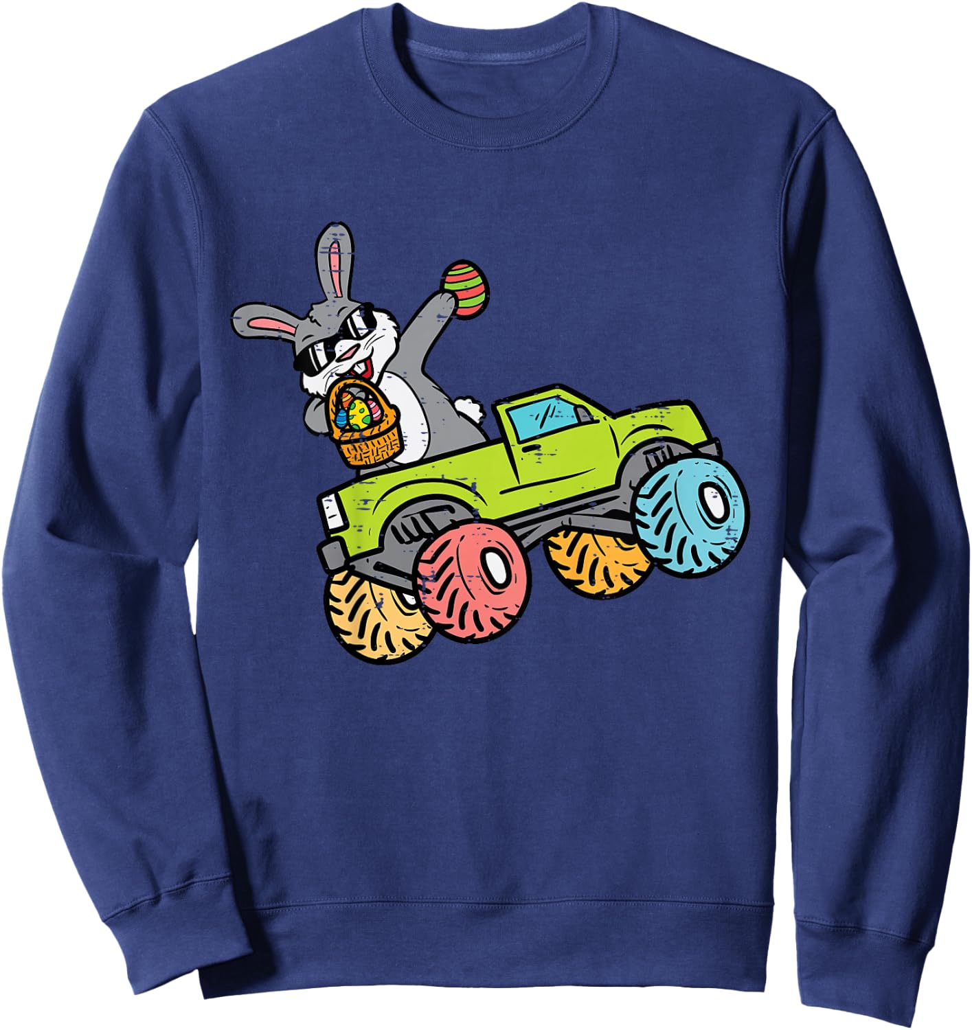 Kids Easter Bunny Dab On Monster Truck Rabbit Toddler Boys Kids Sweatshirt - Sweatshirt | Navy
